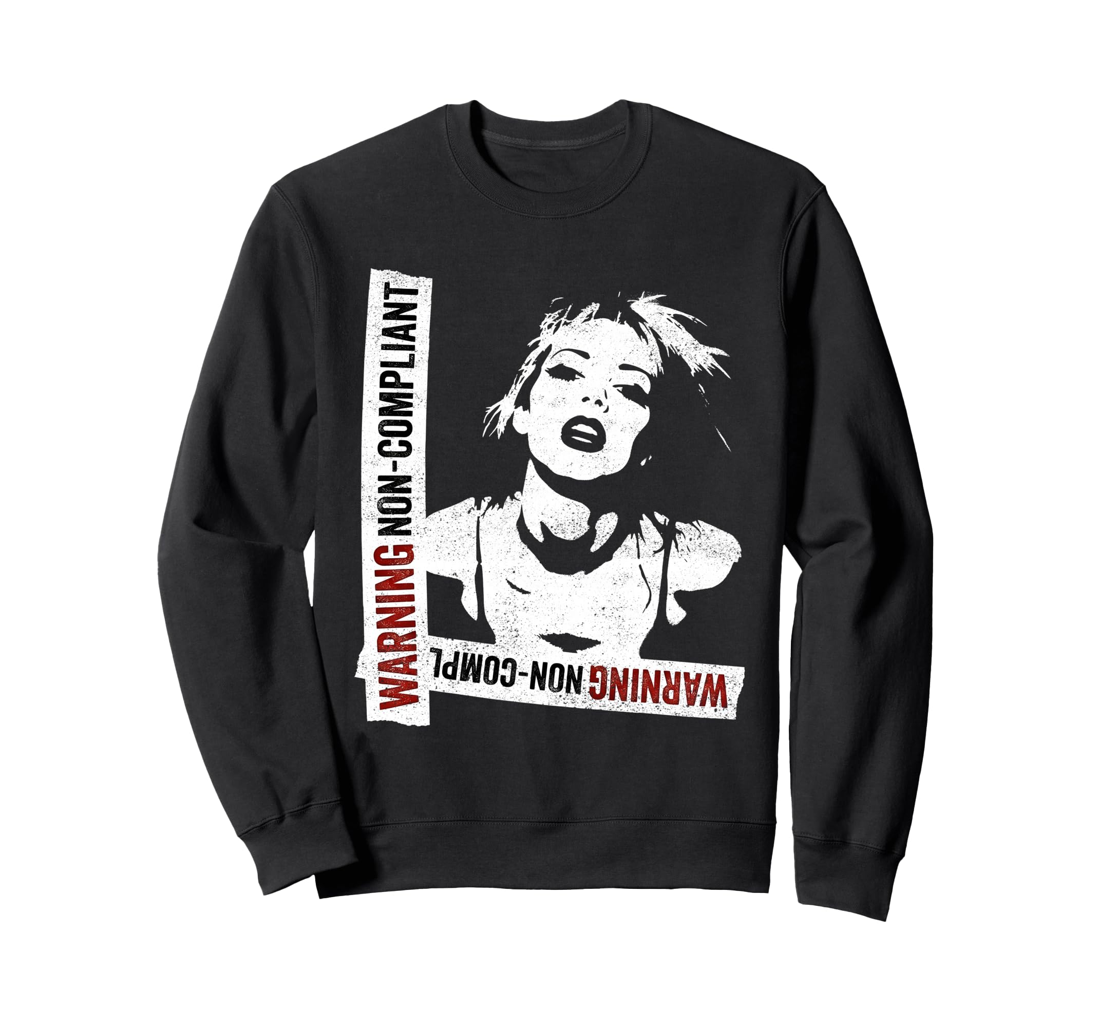 Punk 90S Grunge Stencil Distressed Sweatshirt - Minimalist Print for Adults - T-Shirt, Sweatshirt, Hoodie