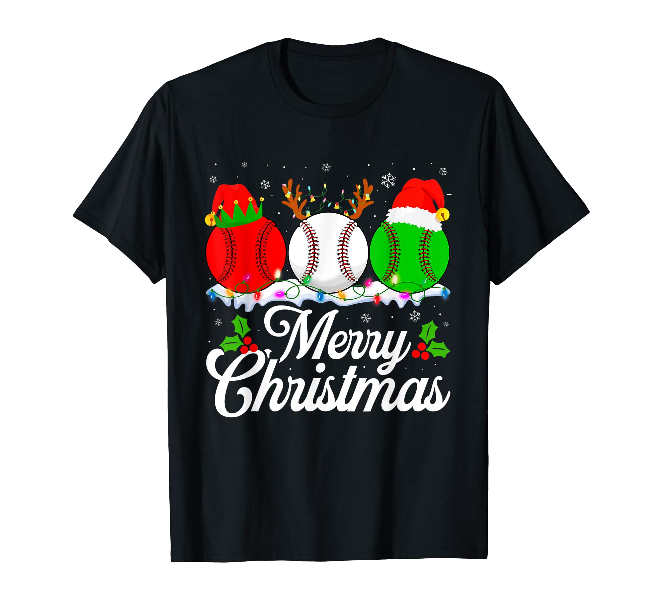 Baseball Santa Hat Light T-Shirt - Minimalist Print for Adults - T-Shirt, Sweatshirt, Hoodie