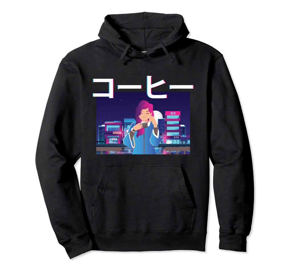 Manga Anime Vaporwave Aesthetic Hoodie - Minimalist Print for Adults - T-Shirt, Sweatshirt, Hoodie
