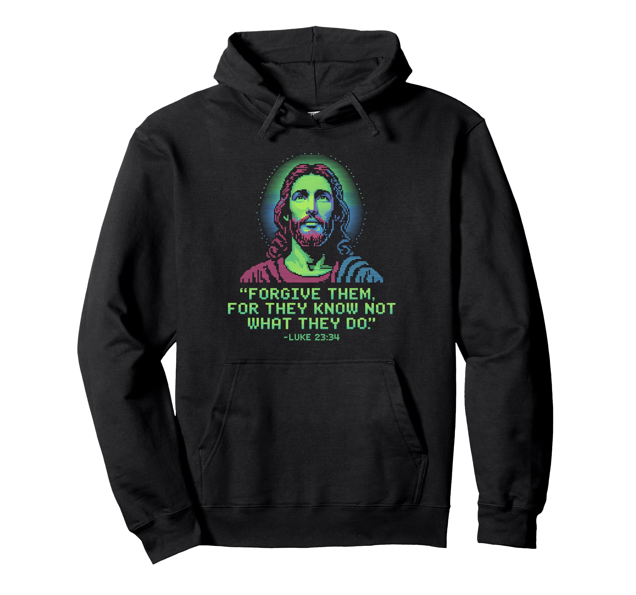 Forgive Them Luke 23 34 Pixel Hoodie - Casual Everyday Wear for Adults - T-Shirt, Sweatshirt, Hoodie
