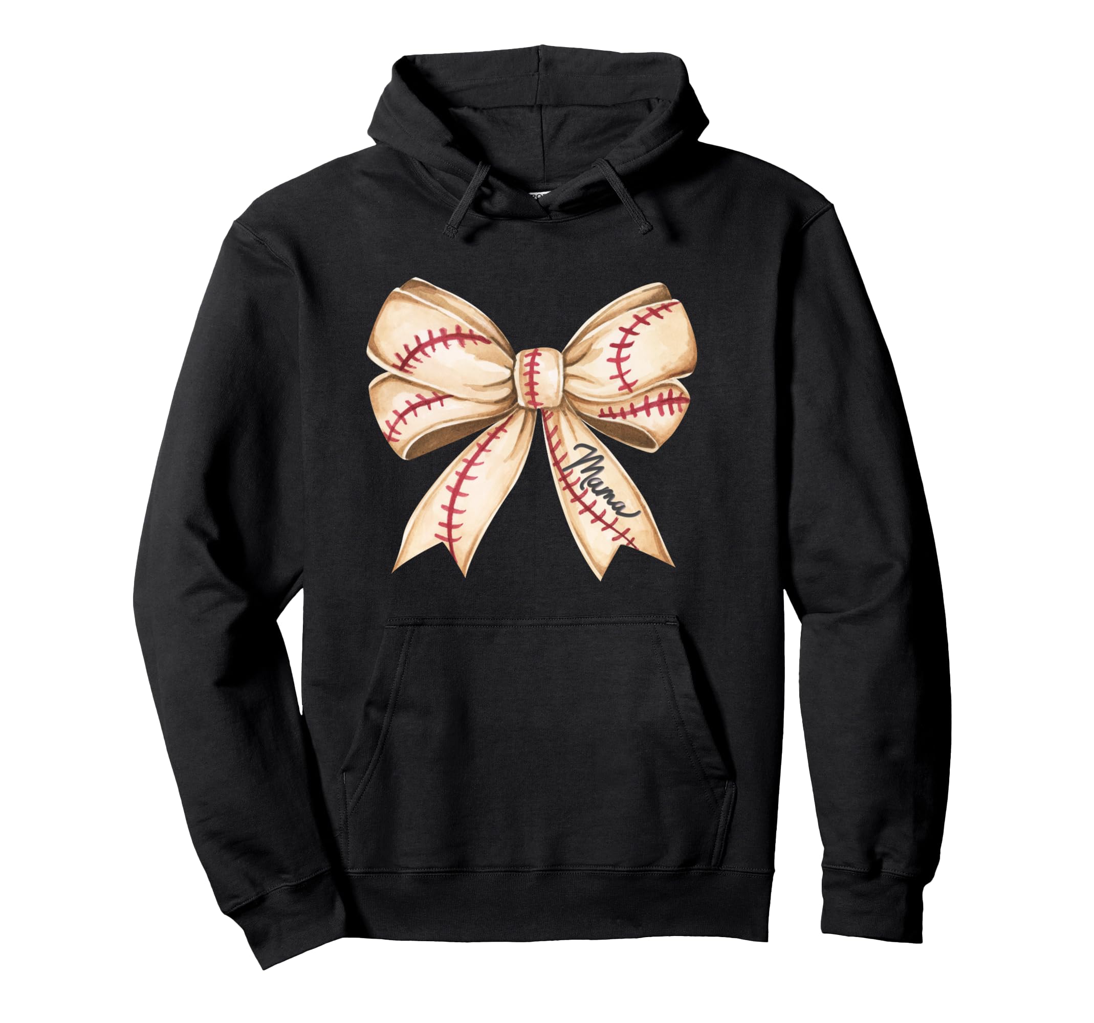 Baseball Mama Coquette Bow Red Brown Hoodie - Streetwear Style Men Women - T-Shirt, Sweatshirt, Hoodie