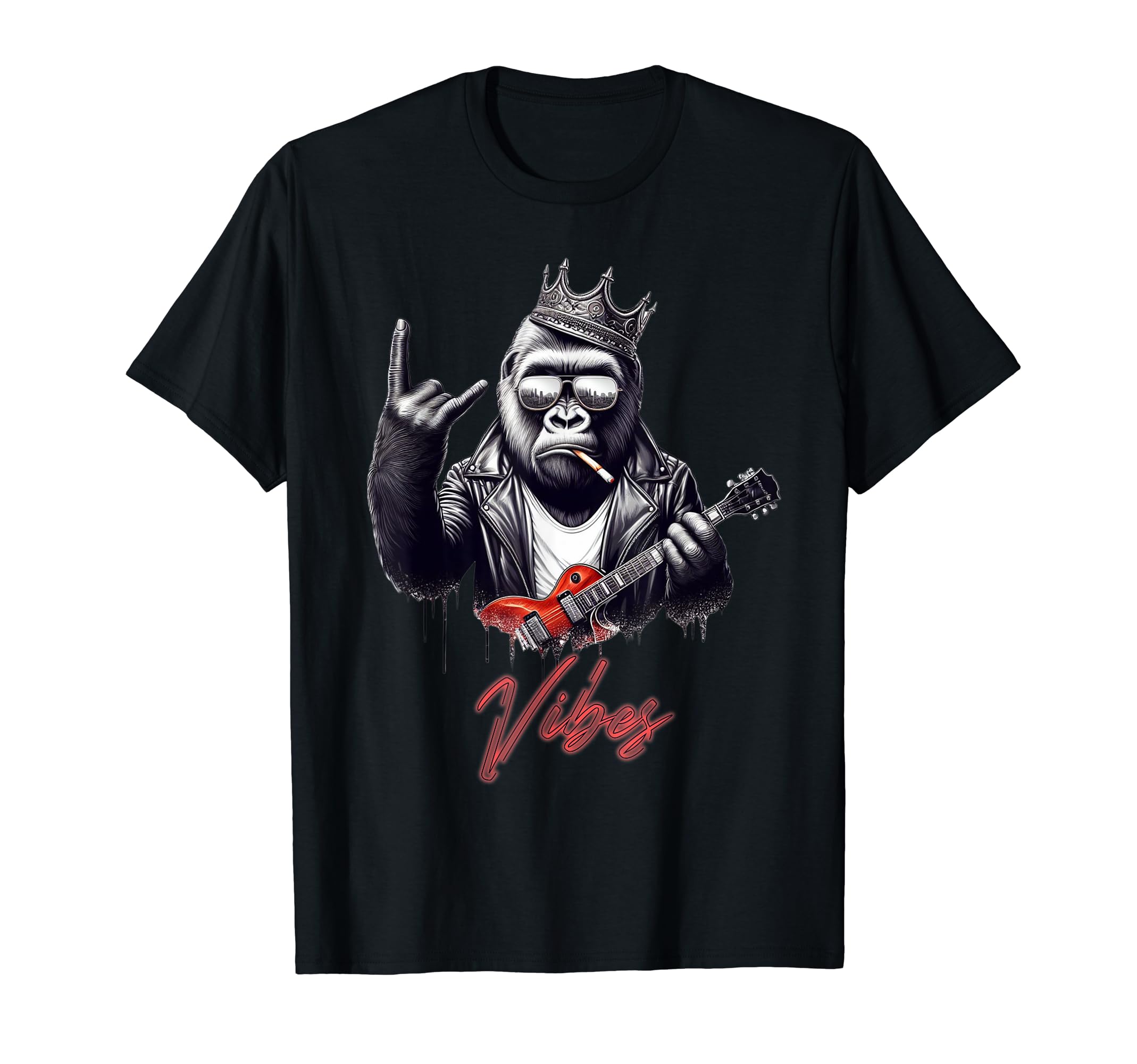 Rock Good Vibes Gorilla T-Shirt - Aesthetic Graphic for Adults - T-Shirt, Sweatshirt, Hoodie