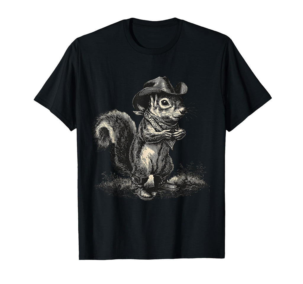 Squirrel Cowboy Rodeo Cowgirl Western T-Shirt - Unique Graphic for Adults - T-Shirt, Sweatshirt, Hoodie