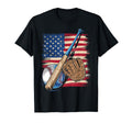 Baseball Player American Flag Usa T-Shirt - Streetwear Style Men Women - T-Shirt, Sweatshirt, Hoodie