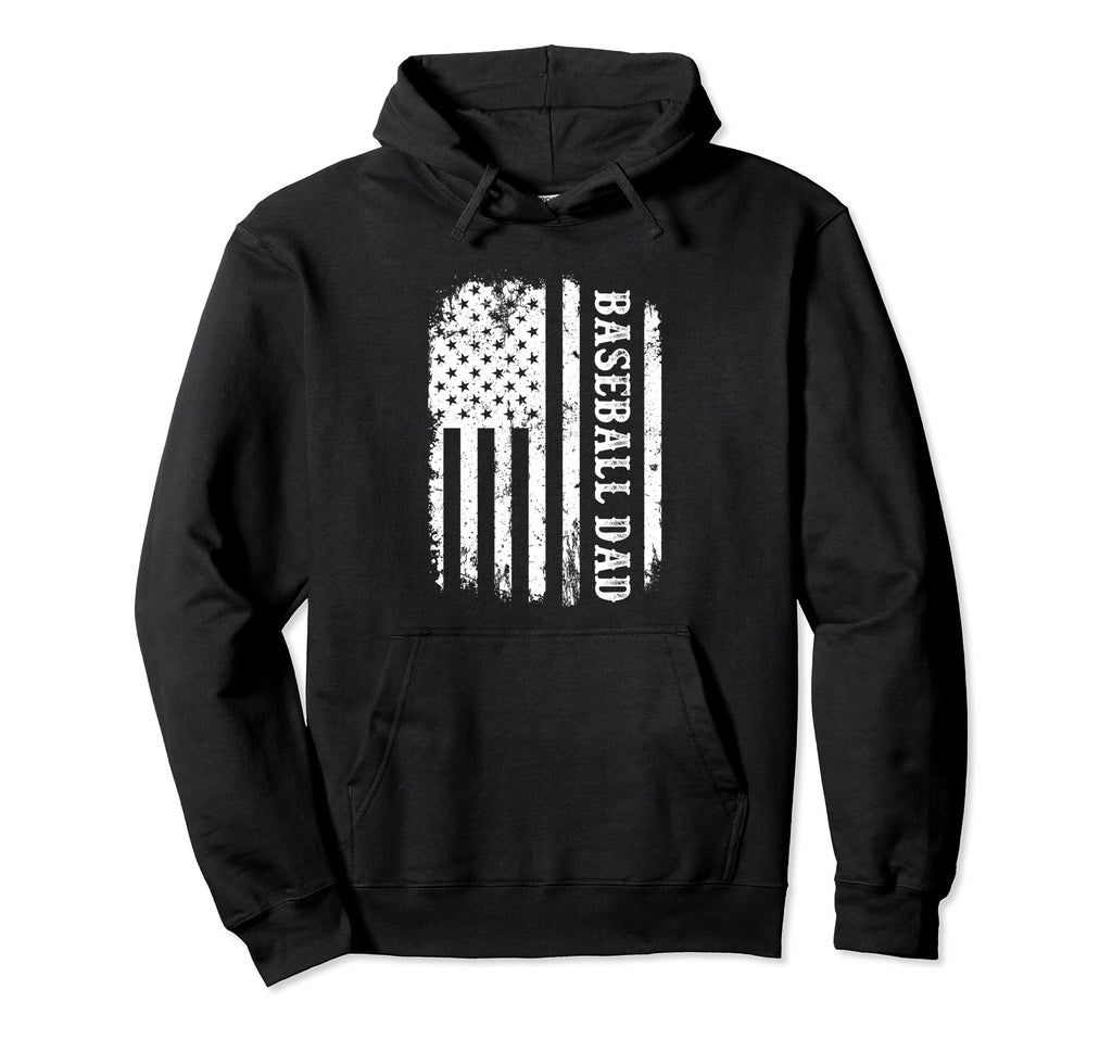 American Flag Baseball Dad Gifts Hoodie - Novelty Apparel Men Women - T-Shirt, Sweatshirt, Hoodie
