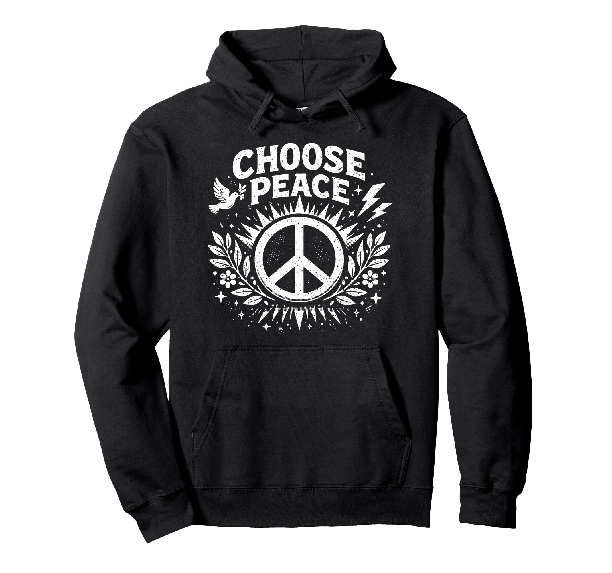 Choose Peace Boho Dove Laurel Positive Hoodie - Graphic Print Men Women - T-Shirt, Sweatshirt, Hoodie