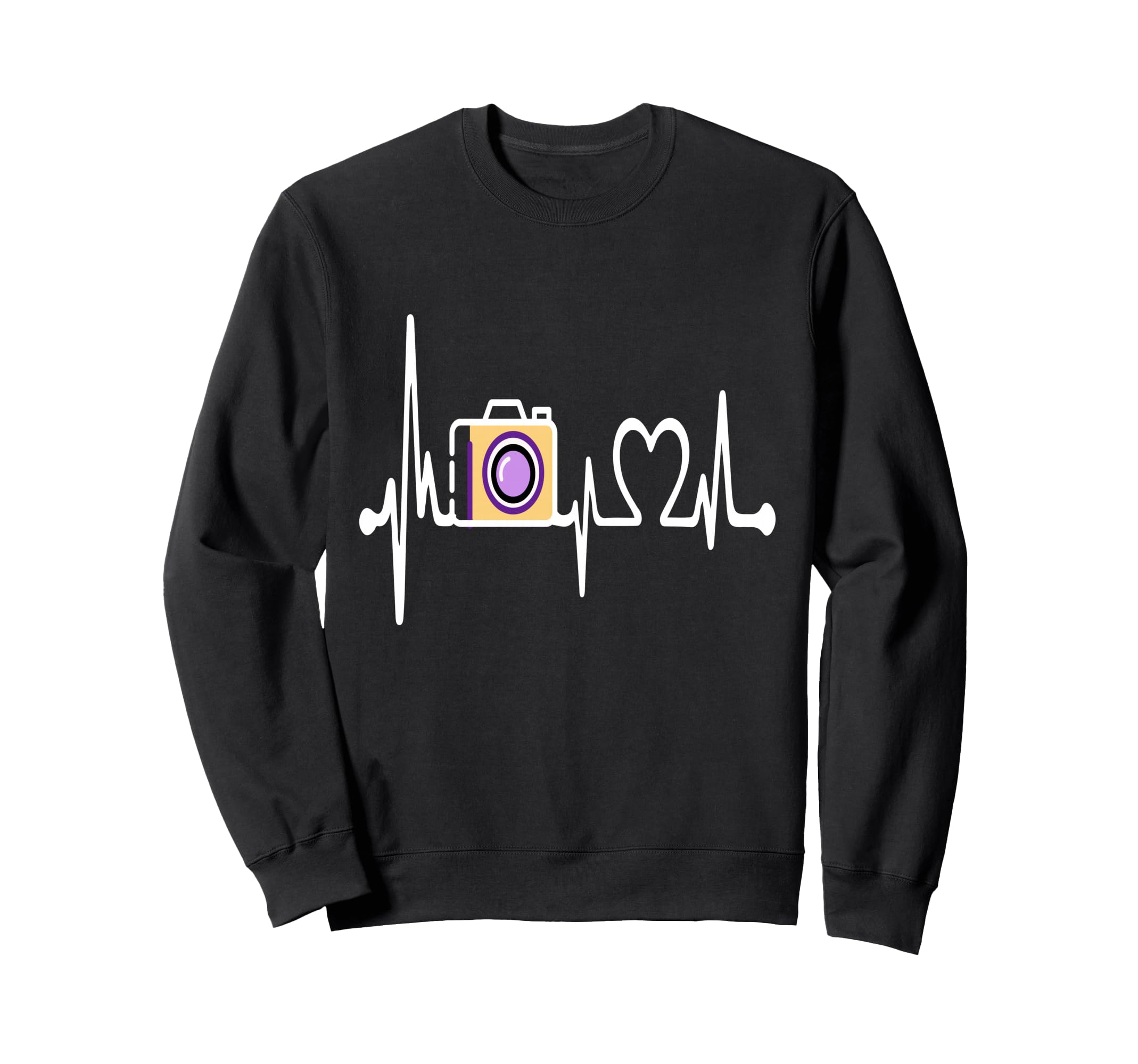 Womens Funny Camera Heartbeat Sweatshirt - Casual Everyday Wear Unisex - T-Shirt, Sweatshirt, Hoodie