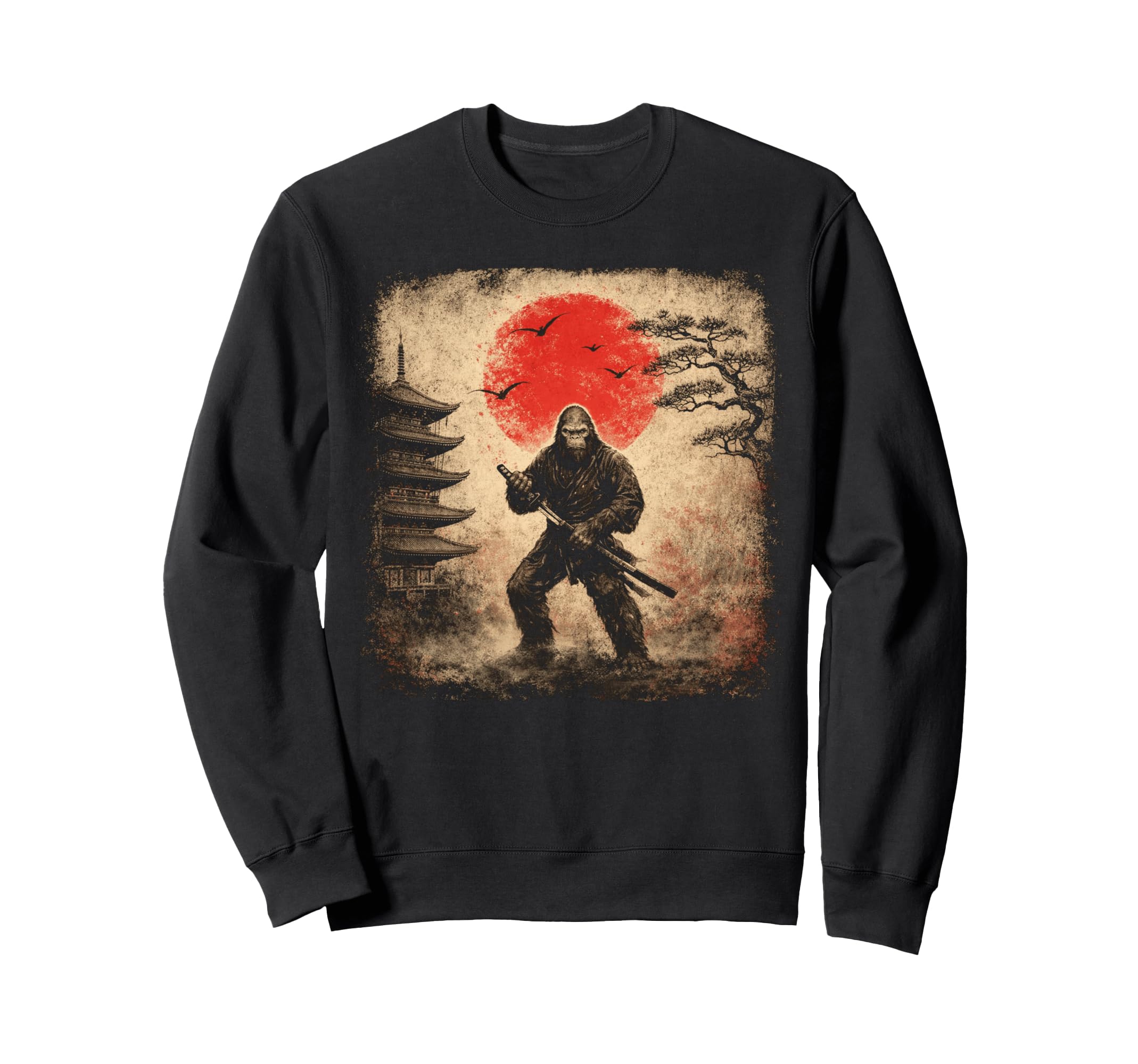 Bigfoot Samurai Ninja Stance Sweatshirt - Aesthetic Graphic Men Women - T-Shirt, Sweatshirt, Hoodie