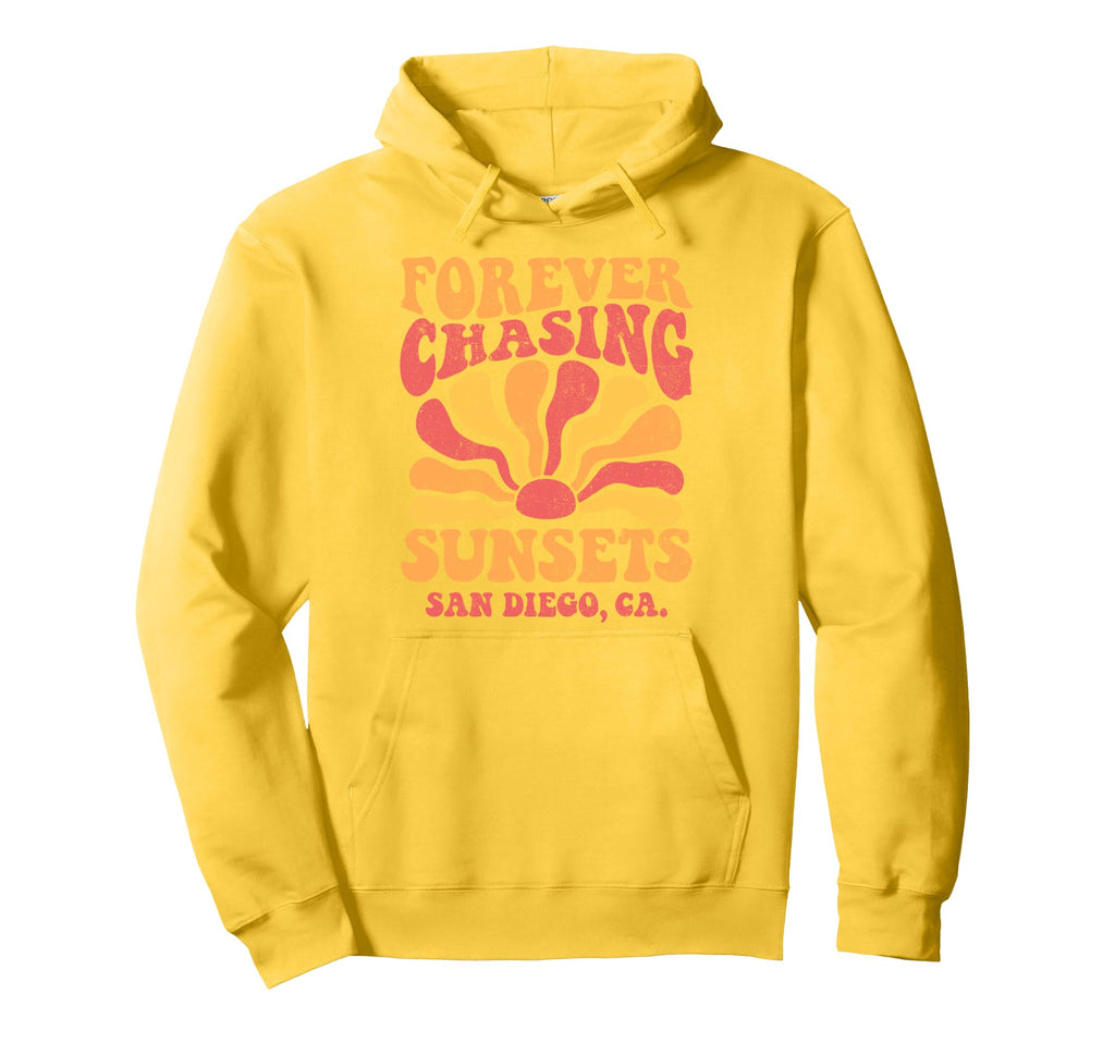 Forever Chasing Sunsets San Deigo Hoodie - Minimalist Print for Adults - T-Shirt, Sweatshirt, Hoodie