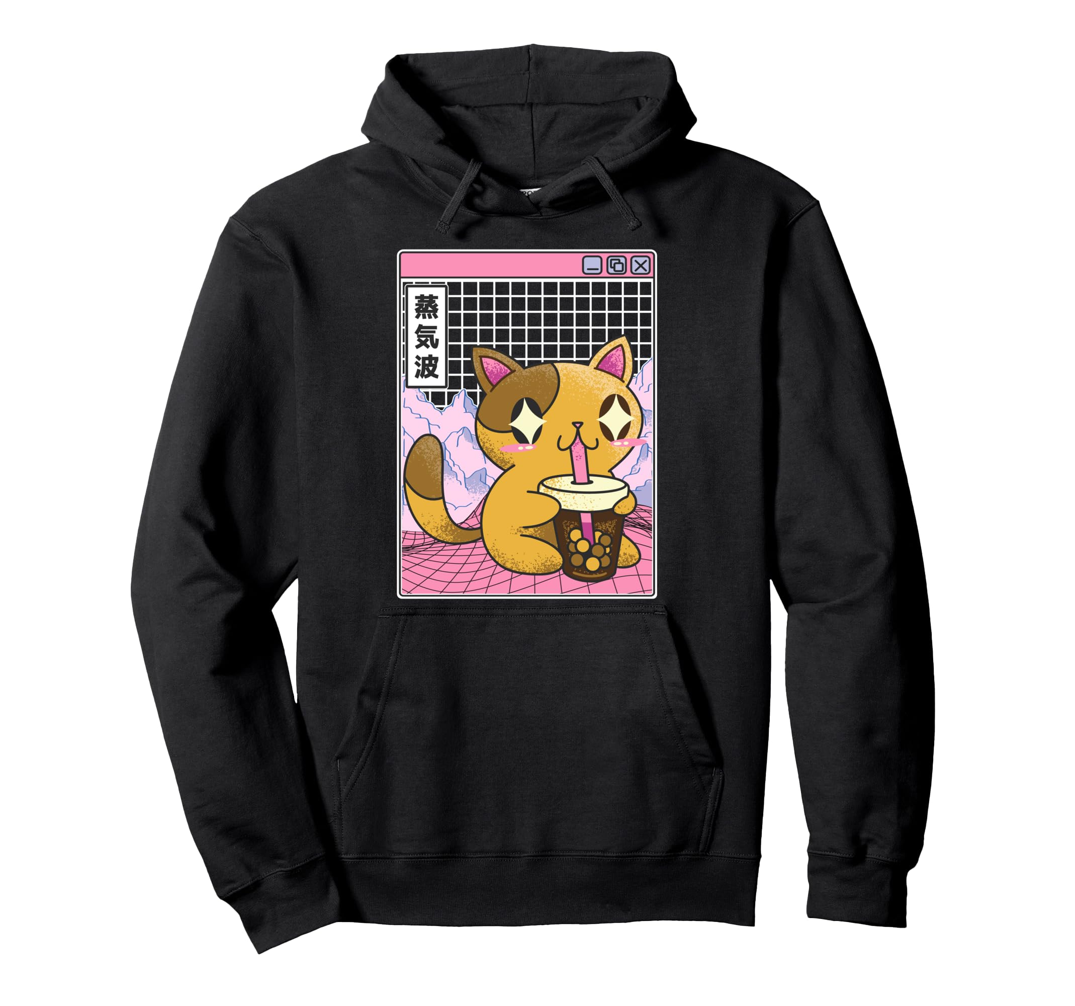 Cat Drinking Bubble Tea Kawaii Hoodie - Minimalist Print Men Women - T-Shirt, Sweatshirt, Hoodie