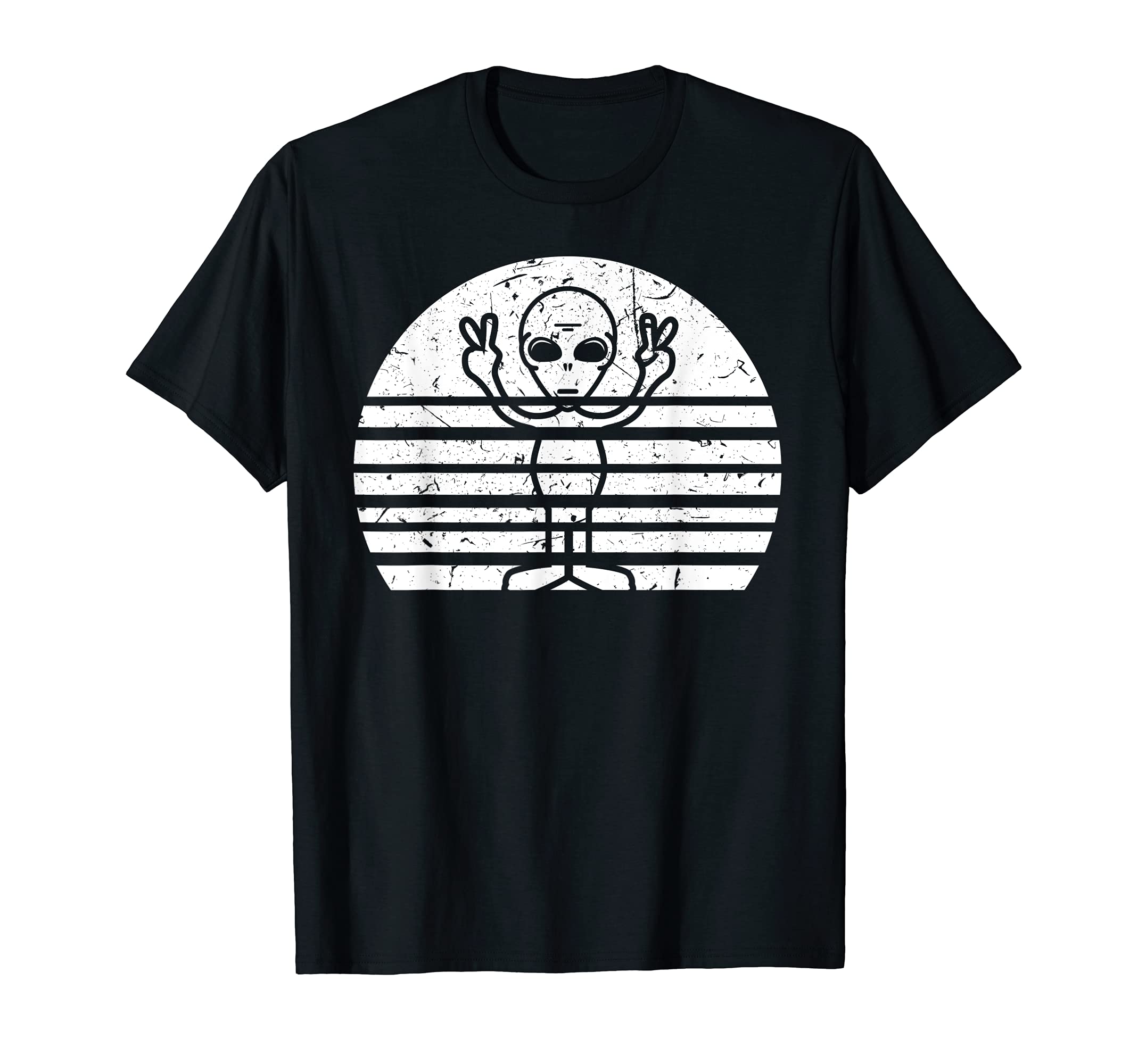 Distressed Peace Alien Gift T-Shirt - Graphic Print for Adults - T-Shirt, Sweatshirt, Hoodie
