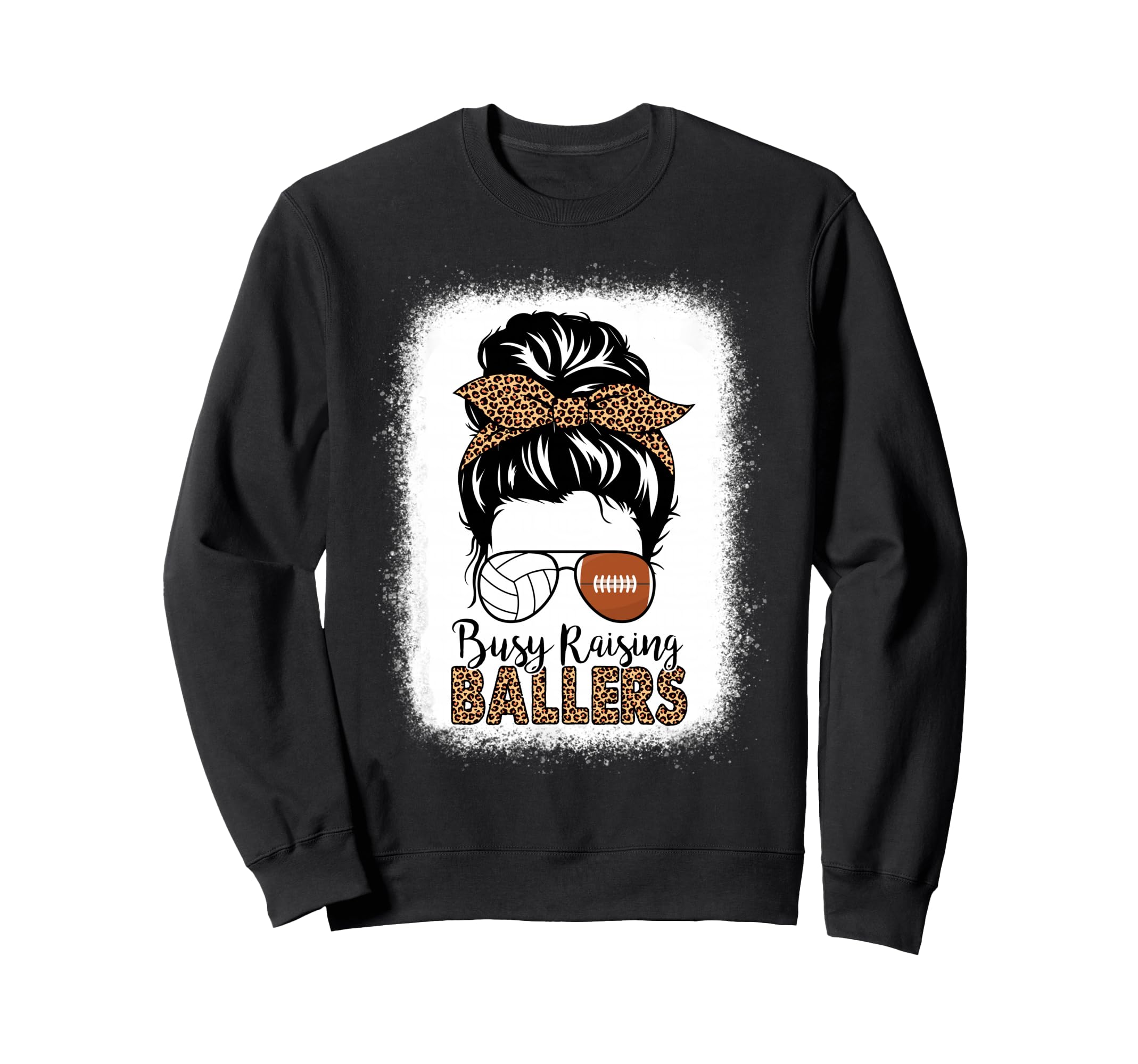 Volleyball And Football Mom Messy Bun Sweatshirt - Trendy Graphic Unisex - T-Shirt, Sweatshirt, Hoodie