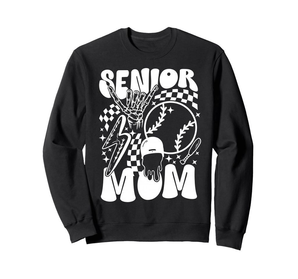 Groovy Baseball Senior Mom Baseball Sweatshirt - Novelty Apparel Men Women - T-Shirt, Sweatshirt, Hoodie
