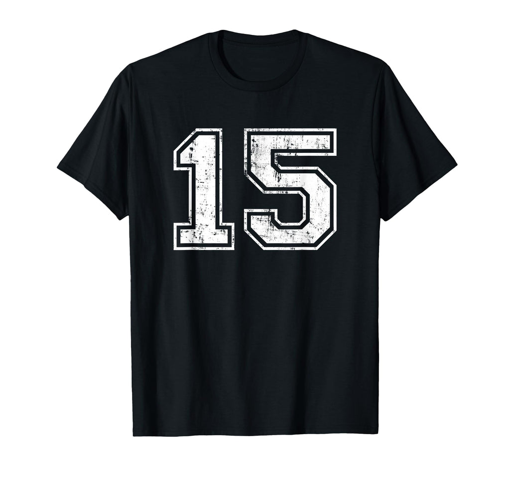 Number 15 Fifteen Distressed Sport T-Shirt - Fun Novelty Design Men Women - T-Shirt, Sweatshirt, Hoodie