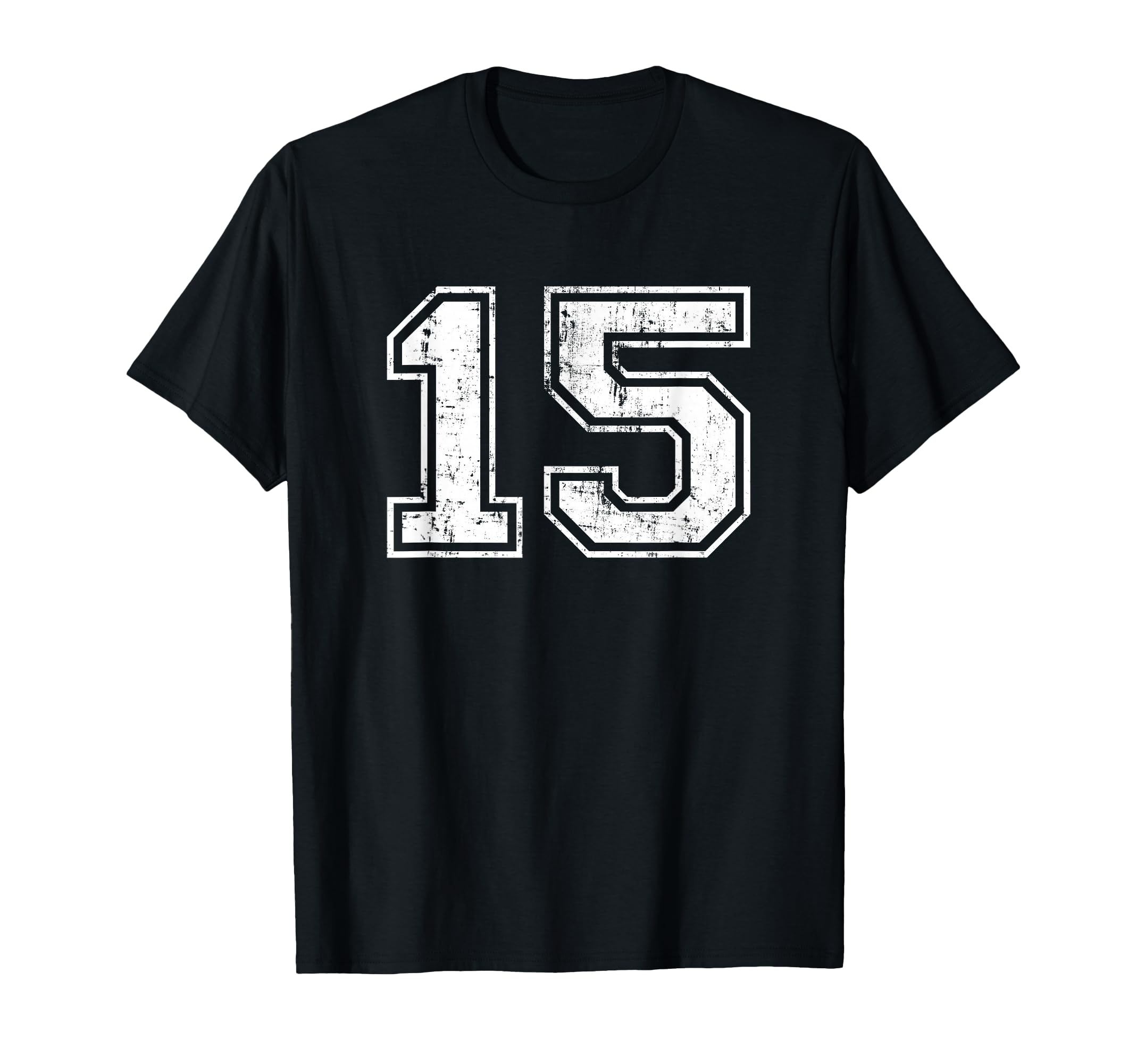 Number 15 Fifteen Distressed Sport T-Shirt - Fun Novelty Design Men Women - T-Shirt, Sweatshirt, Hoodie