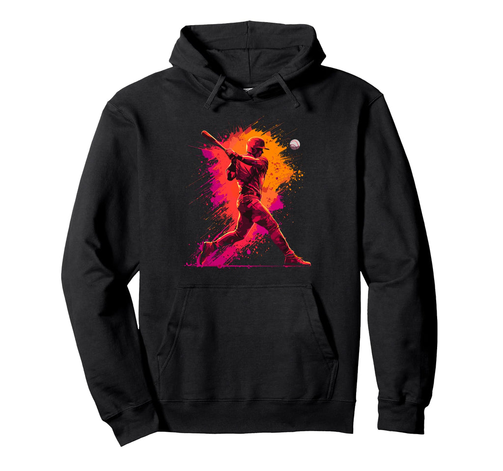 Paint Splash Baseball Player Coach Hoodie - Casual Everyday Wear Men Women - T-Shirt, Sweatshirt, Hoodie