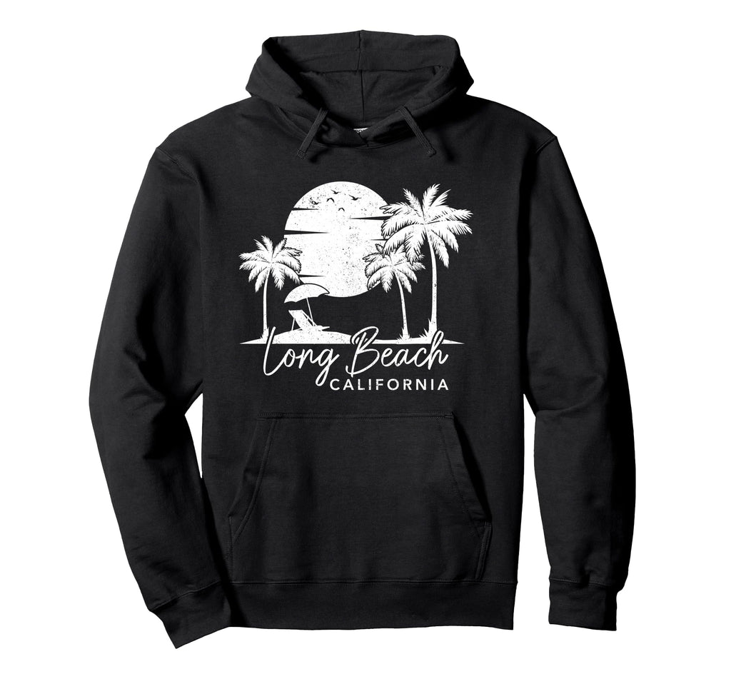 Long Beach California Ca Sunset Surfer Hoodie - Minimalist Print Men Women - T-Shirt, Sweatshirt, Hoodie
