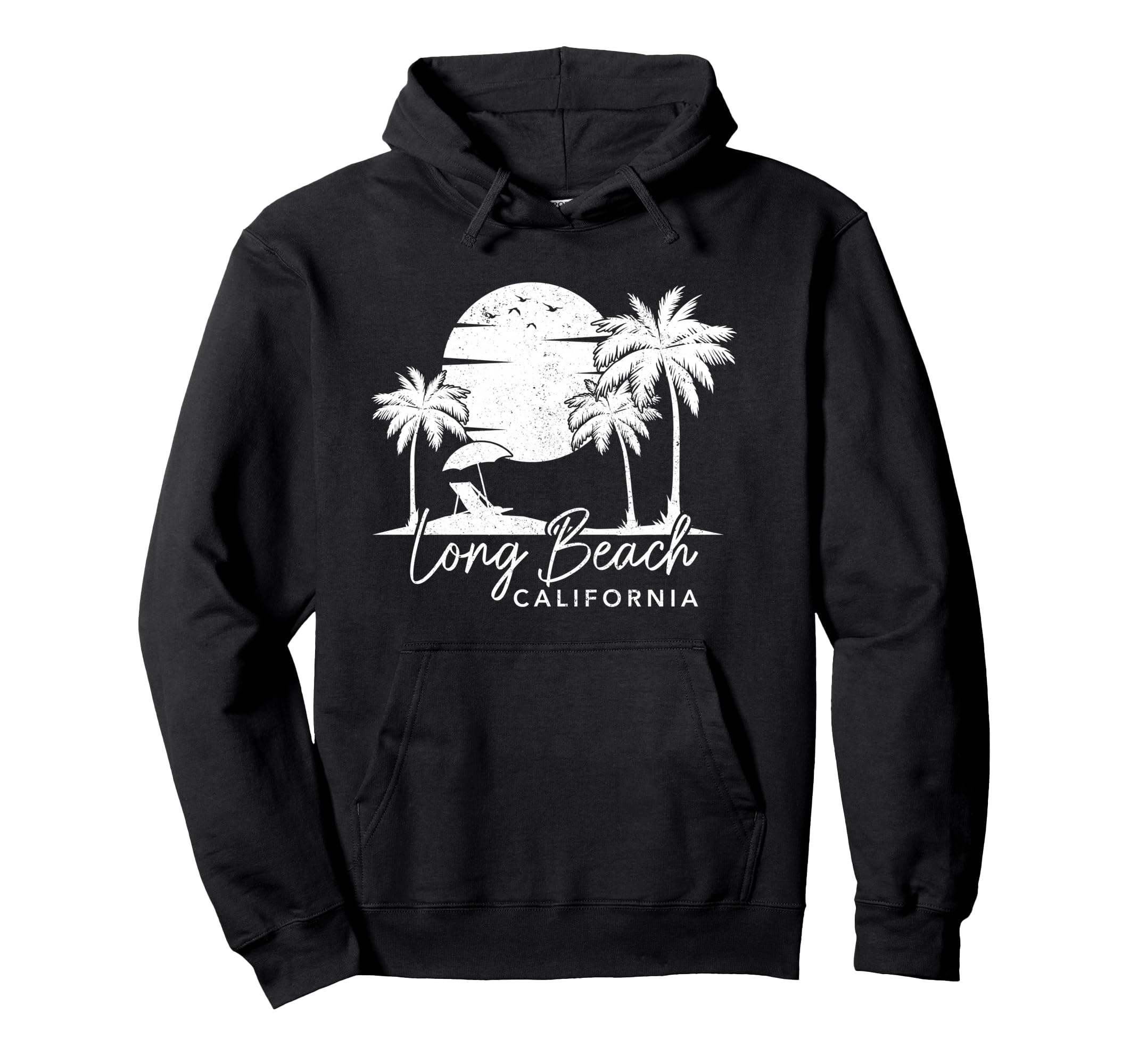 Long Beach California Ca Sunset Surfer Hoodie - Minimalist Print Men Women - T-Shirt, Sweatshirt, Hoodie