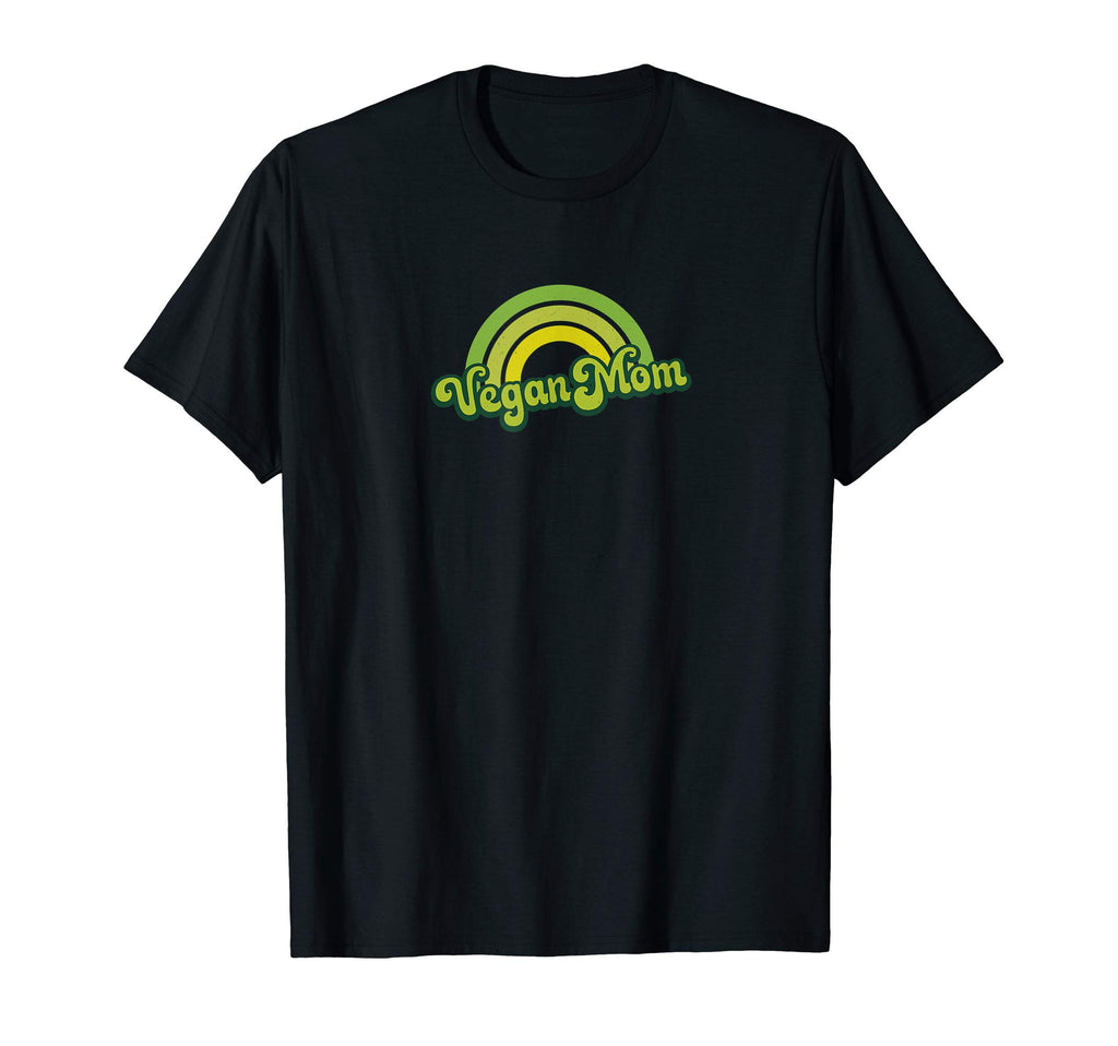 Vegan Mom 70S 80S Green Rainbow T-Shirt - Unique Graphic for Adults - T-Shirt, Sweatshirt, Hoodie