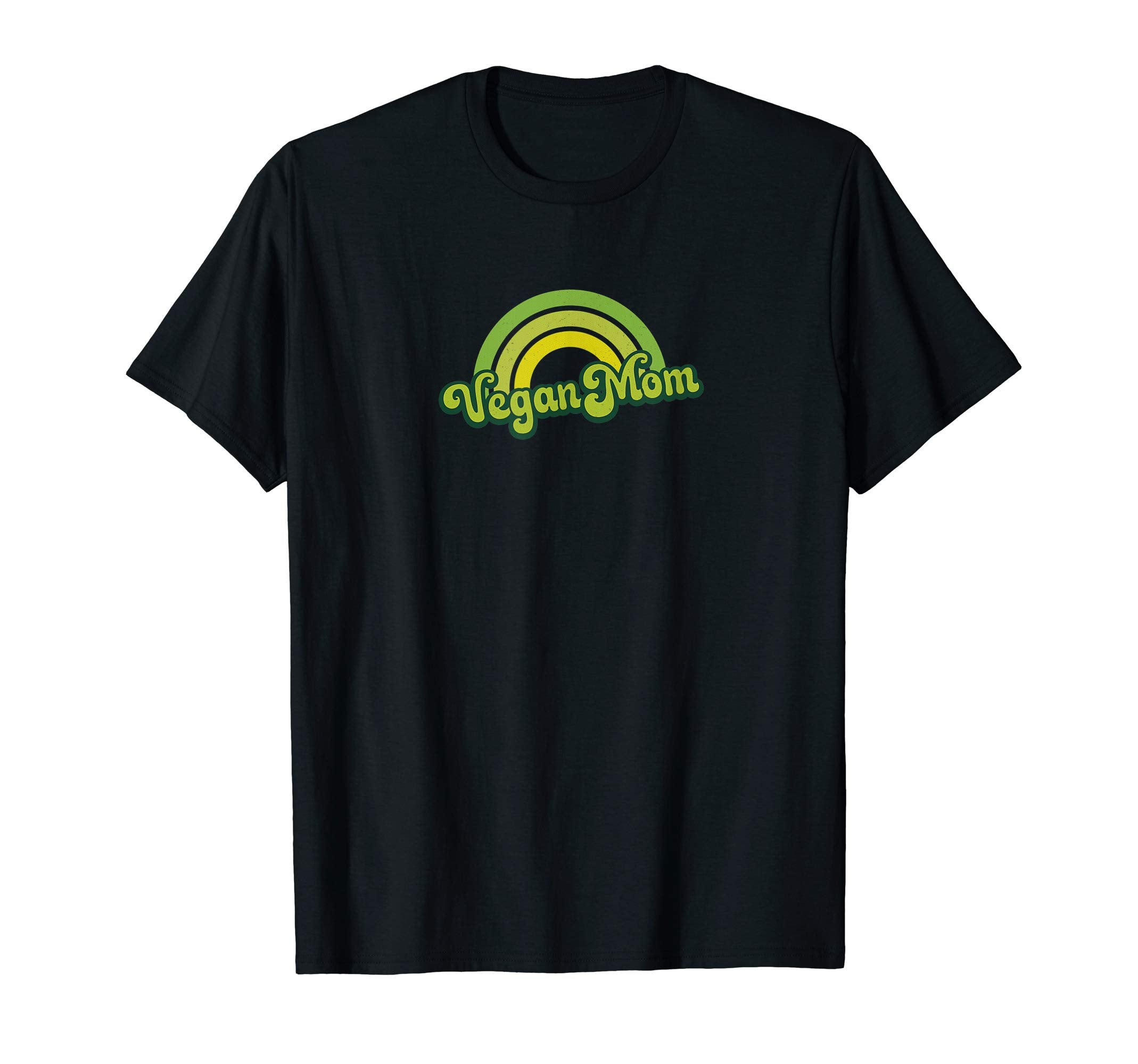 Vegan Mom 70S 80S Green Rainbow T-Shirt - Unique Graphic for Adults - T-Shirt, Sweatshirt, Hoodie