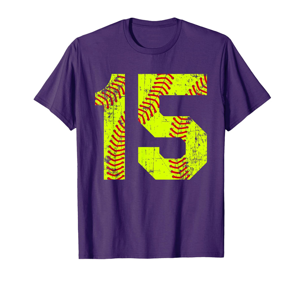 Softball 15 Jersey Number T-Shirt - Fun Novelty Design Men Women - T-Shirt, Sweatshirt, Hoodie