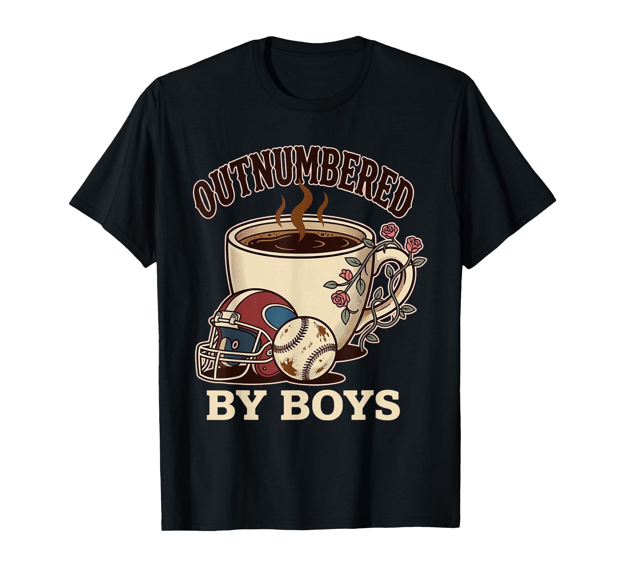 Outnumbered Coffee Baseball Football T-Shirt - Trendy Graphic for Adults - T-Shirt, Sweatshirt, Hoodie