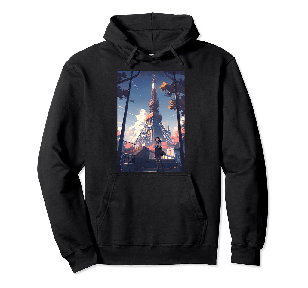 Tokyo Tower Aesthetic Vaporwave Anime Hoodie - Trendy Graphic Men Women - T-Shirt, Sweatshirt, Hoodie