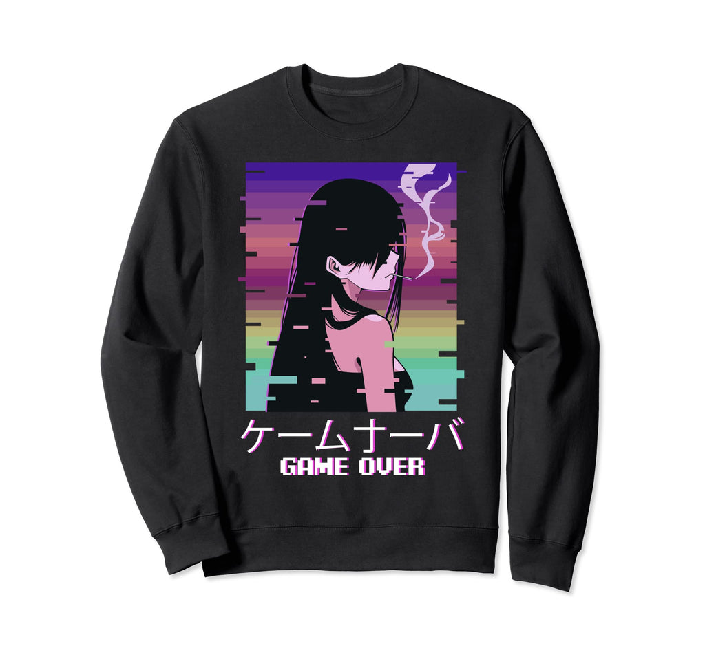 Aesthetic Japanese Vaporwave Sad Sweatshirt - Minimalist Print for Adults - T-Shirt, Sweatshirt, Hoodie
