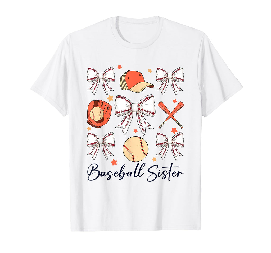 Baseball Sister Coquette Bow Cheer T-Shirt - Novelty Apparel Men Women - T-Shirt, Sweatshirt, Hoodie