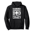Warning Baseball Dad Skull Softball Player Hoodie - Novelty Apparel Unisex - T-Shirt, Sweatshirt, Hoodie
