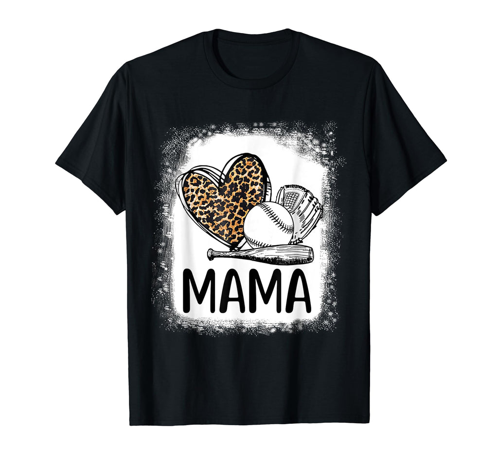Mama Baseball Decorations Leopard Heart T-Shirt - Aesthetic Graphic Unisex - T-Shirt, Sweatshirt, Hoodie