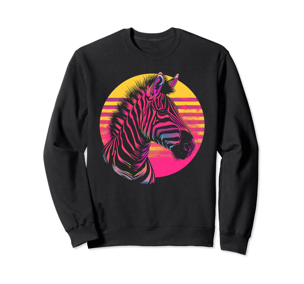 Zebra Vaporwave Aesthetic Sweatshirt - Fun Novelty Design for Adults - T-Shirt, Sweatshirt, Hoodie