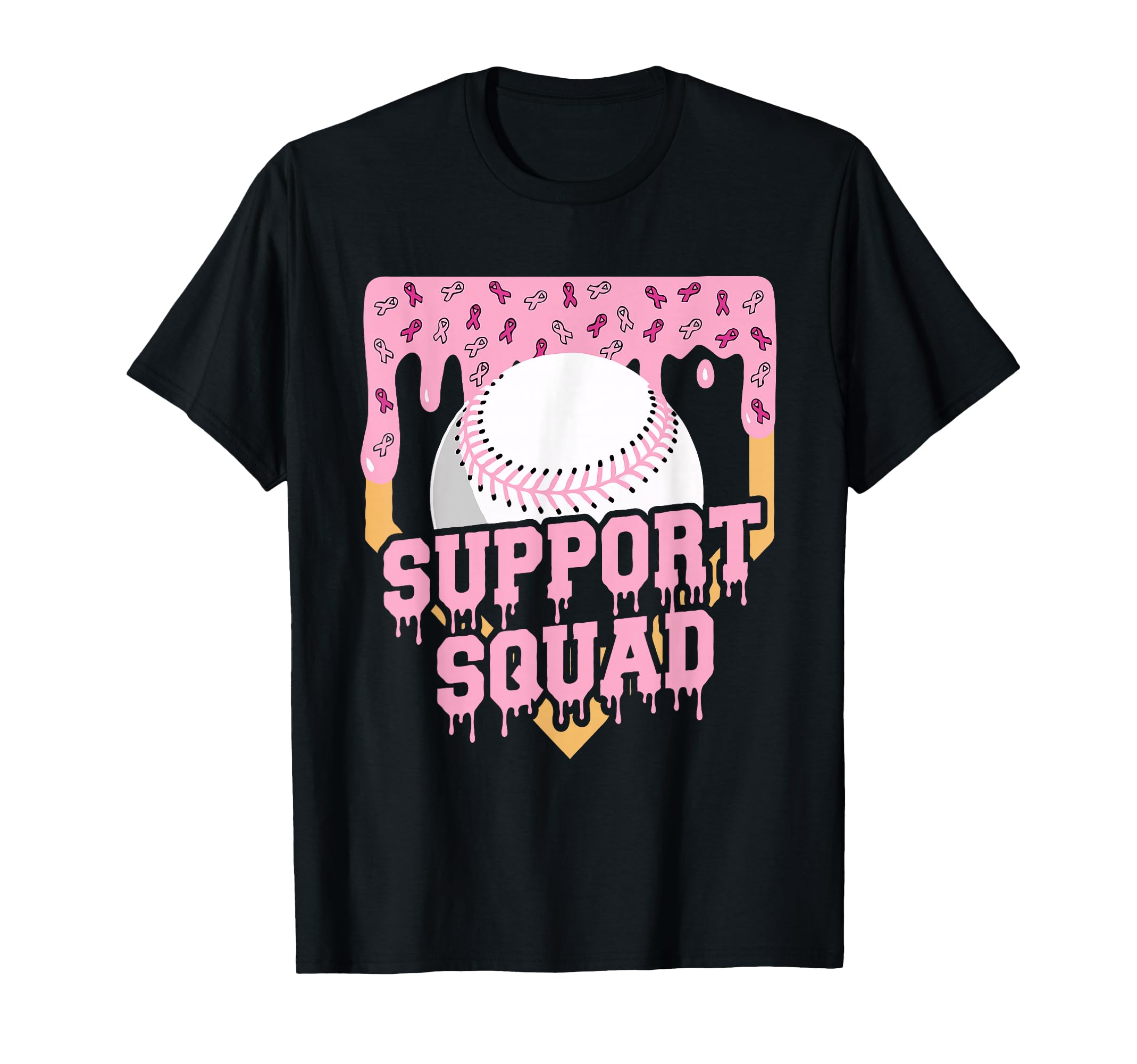 Baseball Drip Ice Cream Breast Cancer T-Shirt - Streetwear Style Unisex - T-Shirt, Sweatshirt, Hoodie