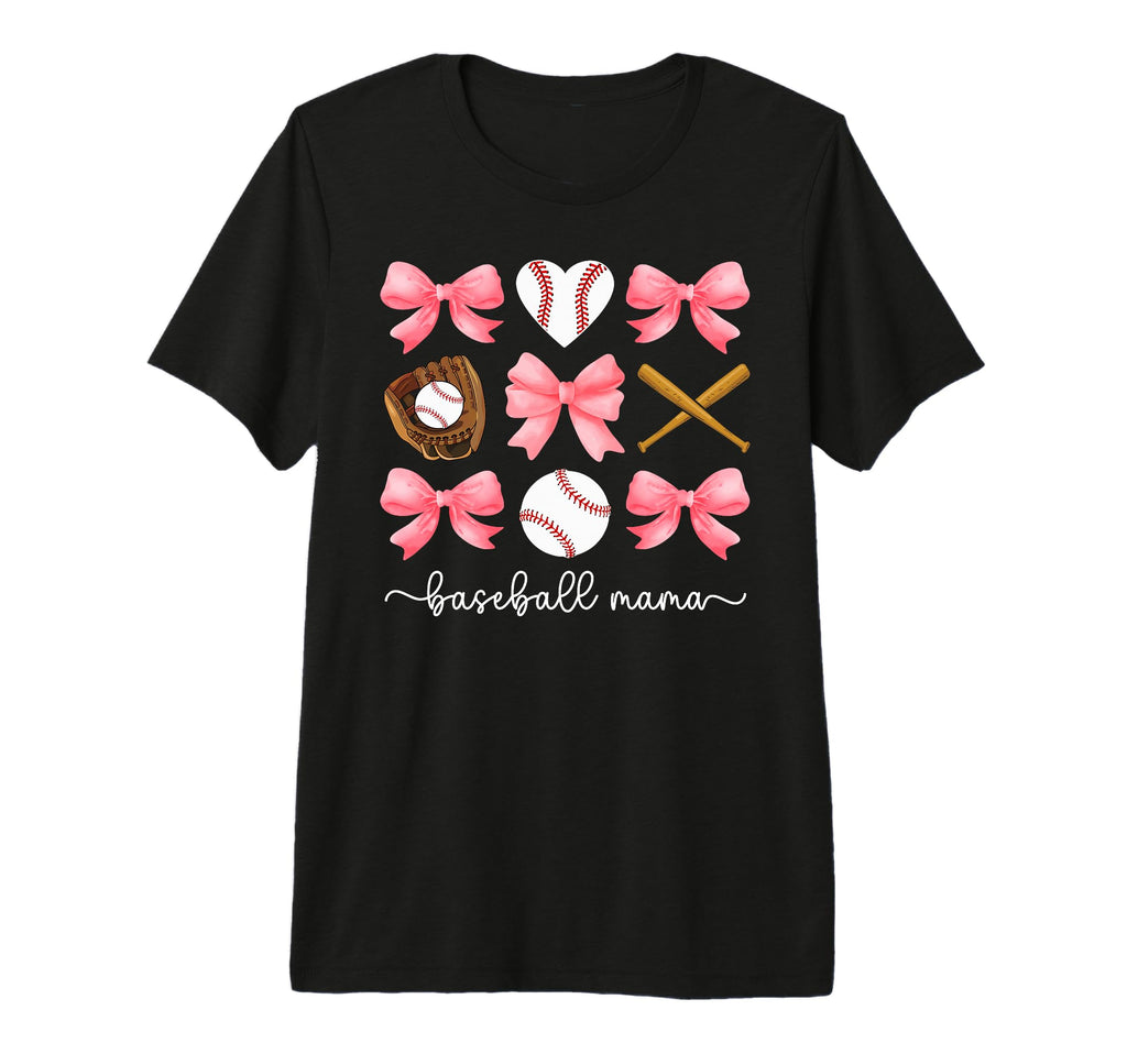 Baseball Mama Bow Baseball Mom T-Shirt - Casual Everyday Wear for Adults - T-Shirt, Sweatshirt, Hoodie