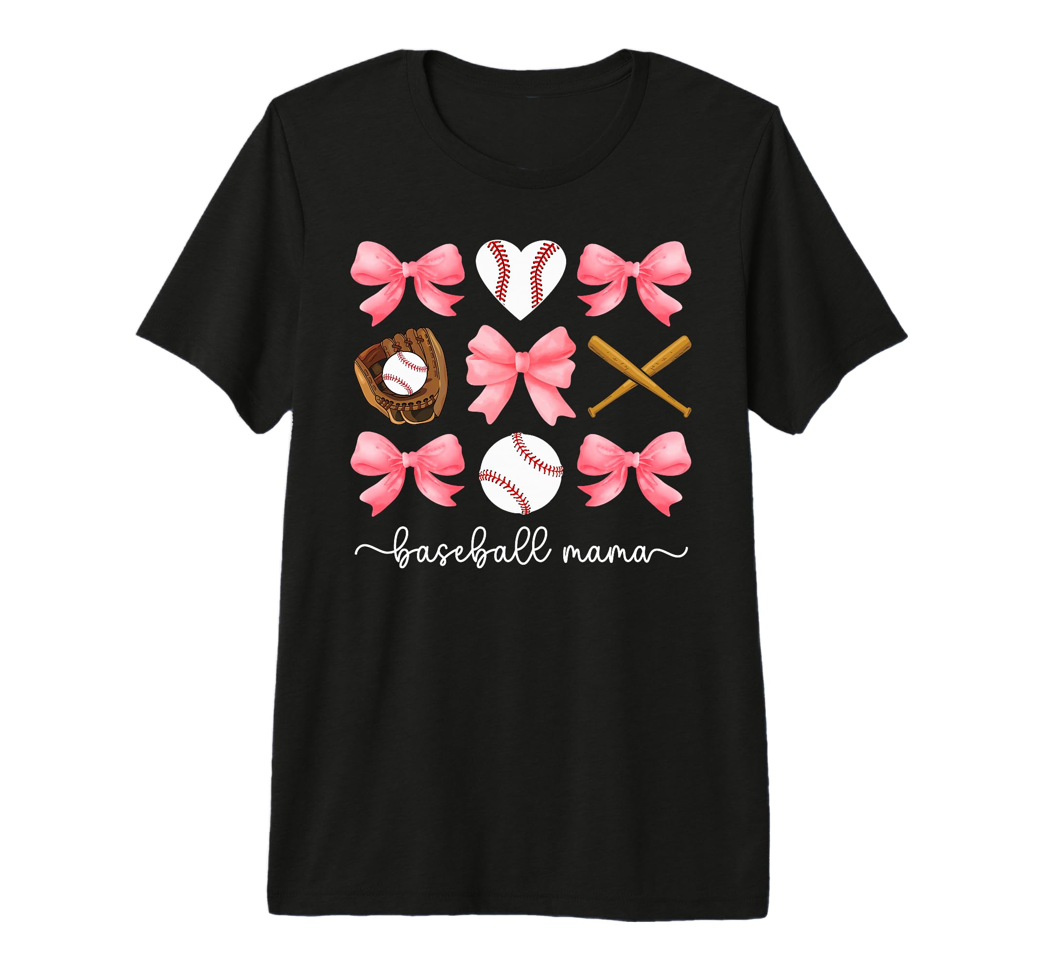 Baseball Mama Bow Baseball Mom T-Shirt - Casual Everyday Wear for Adults - T-Shirt, Sweatshirt, Hoodie