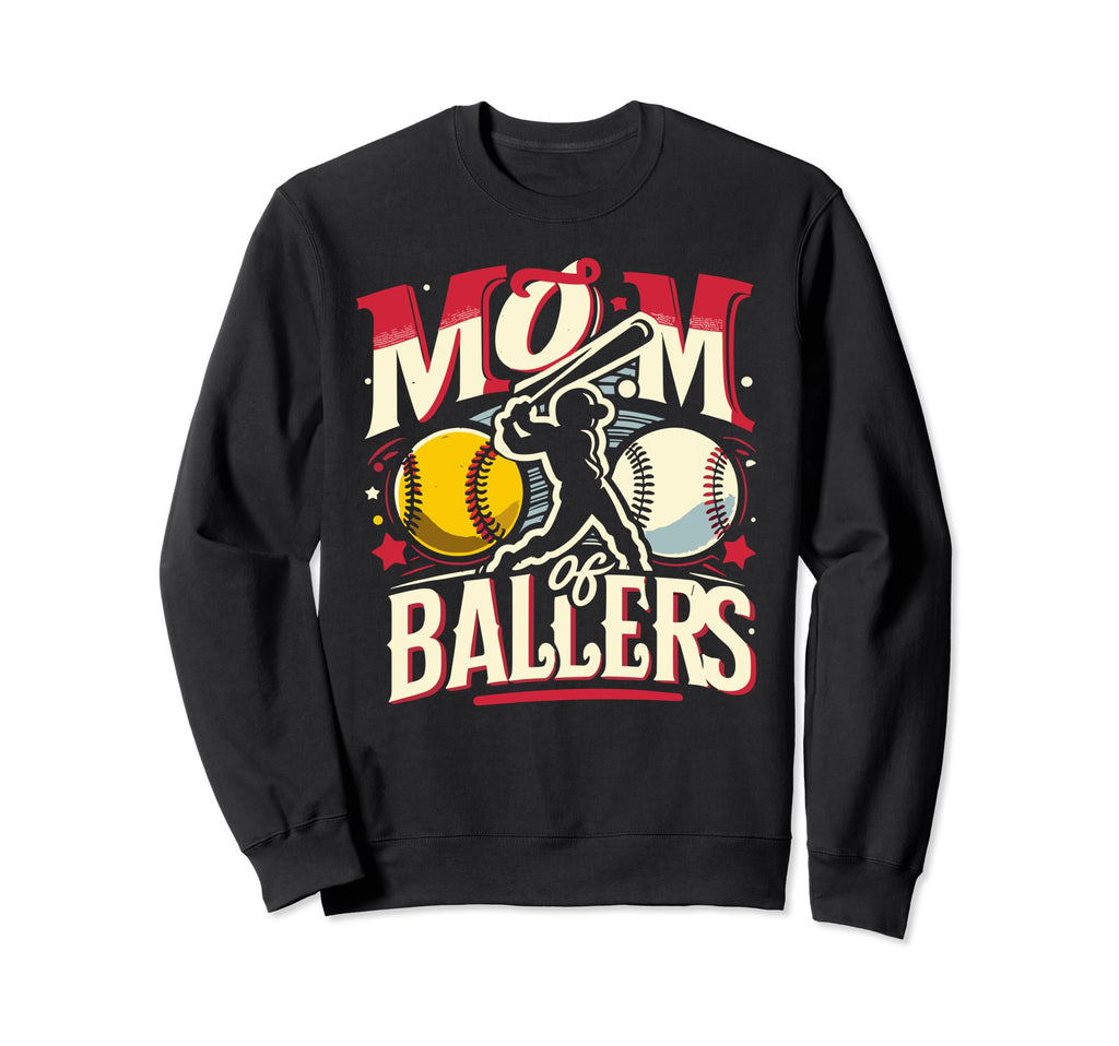Mom Ballers Mom Baseball And Sweatshirt - Unique Graphic for Adults - T-Shirt, Sweatshirt, Hoodie