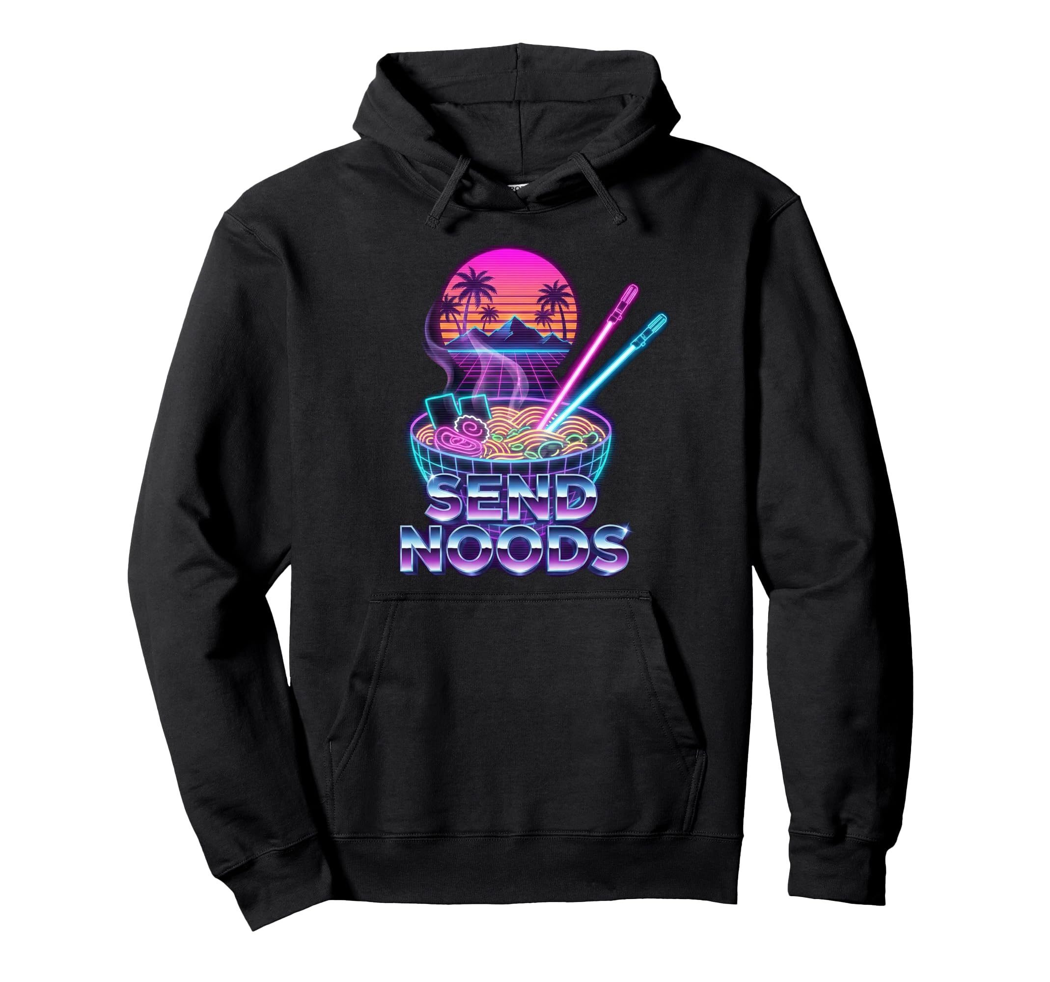 Ramen Noodles Bowl Send Noods 80S Hoodie - Custom Art Print for Adults - T-Shirt, Sweatshirt, Hoodie
