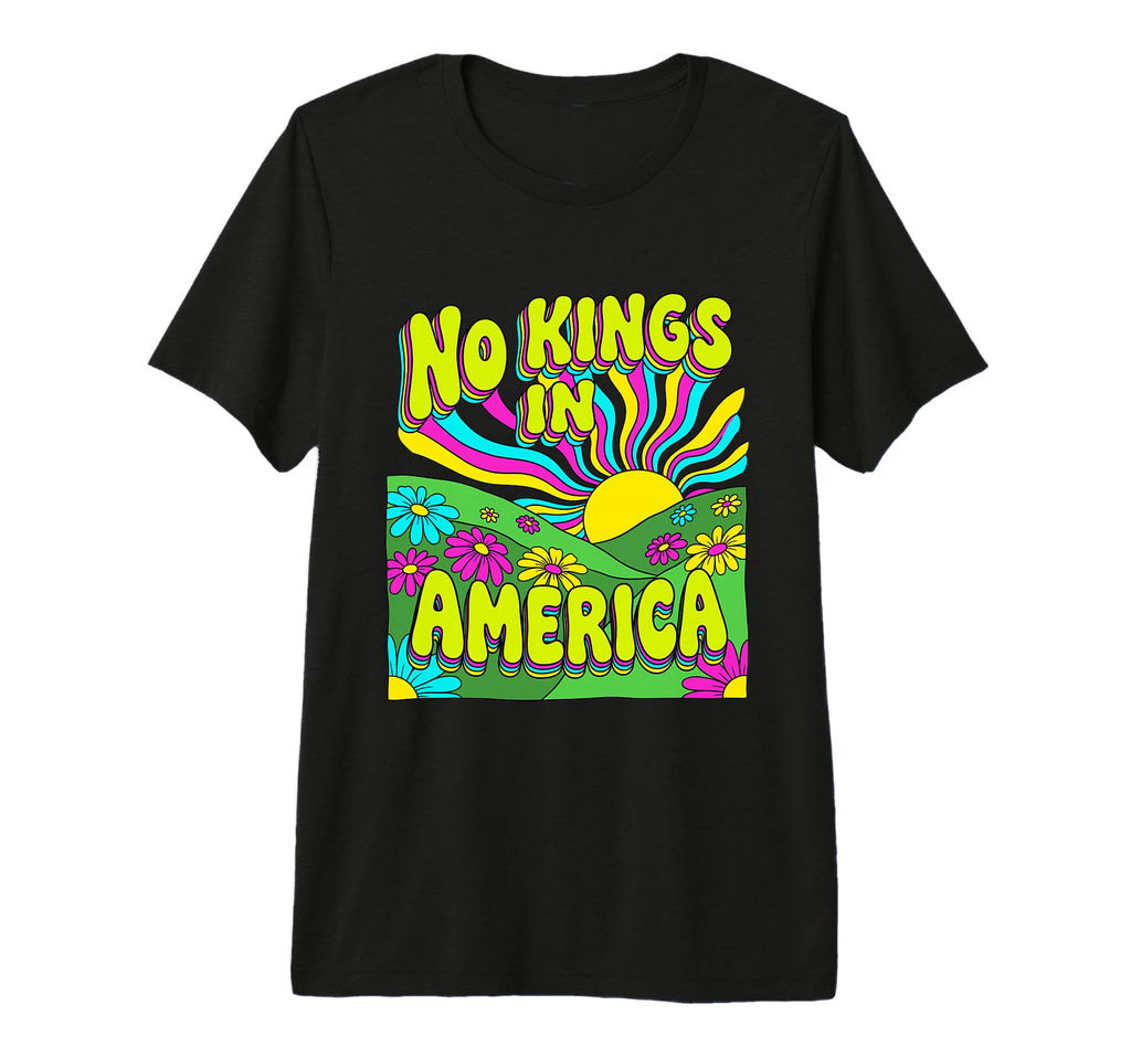 No Kings America Psychedelic 60S T-Shirt - Minimalist Print Men Women - T-Shirt, Sweatshirt, Hoodie