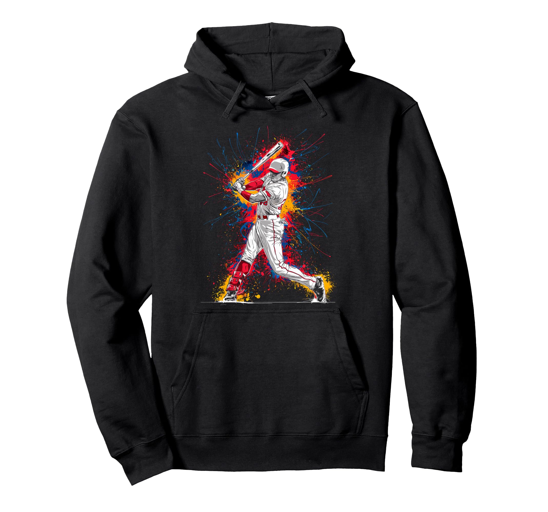 Paint Splash Baseball Player Coach Hoodie - Streetwear Style for Adults - T-Shirt, Sweatshirt, Hoodie