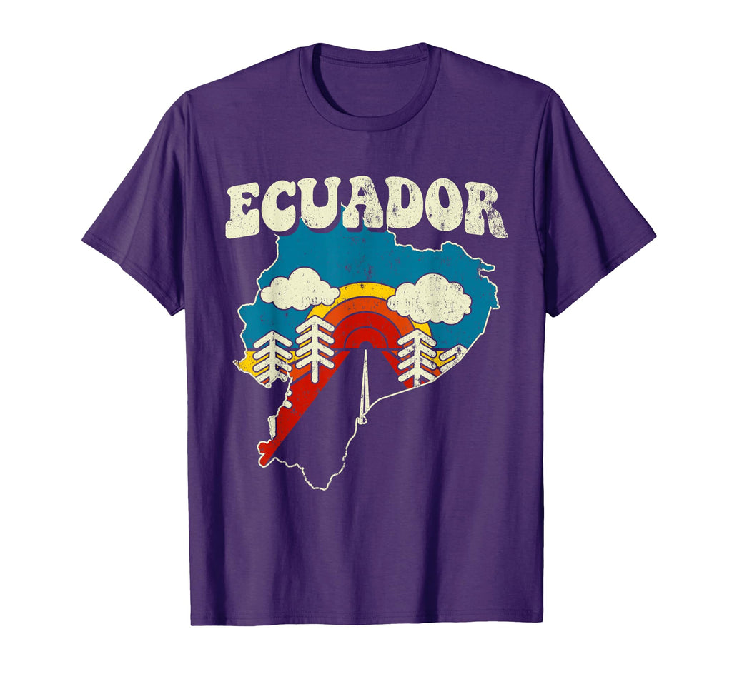 Ecuador Ecuadorian Country Rainbow 70S Map T-Shirt - Novelty Apparel Unisex - T-Shirt, Sweatshirt, Hoodie