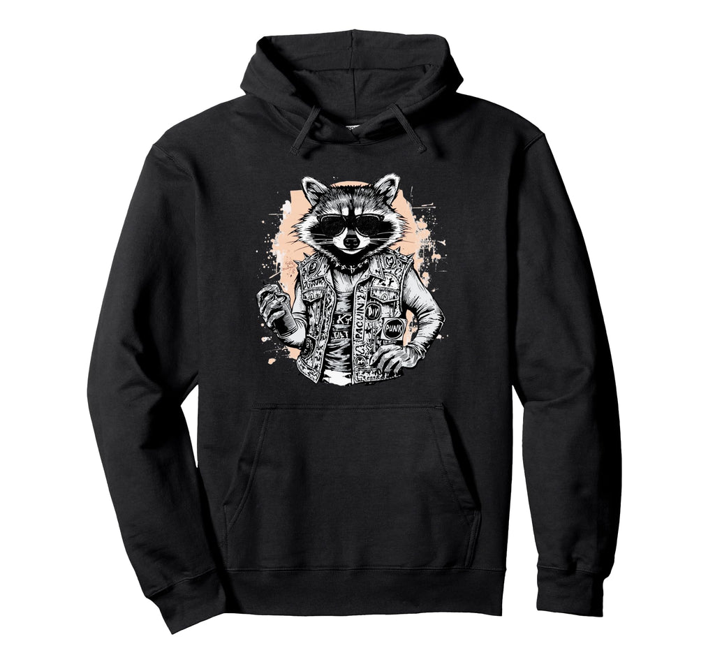 Grunge Rock Trash Panda Punk Raccoon Hoodie - Trendy Graphic for Adults - T-Shirt, Sweatshirt, Hoodie