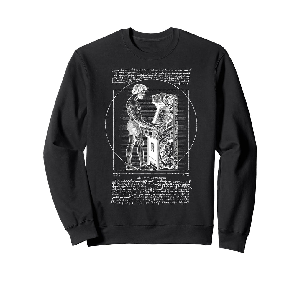 Arcade Gamer Vitruvian Leonardo Da Sweatshirt - Trendy Graphic Men Women - T-Shirt, Sweatshirt, Hoodie