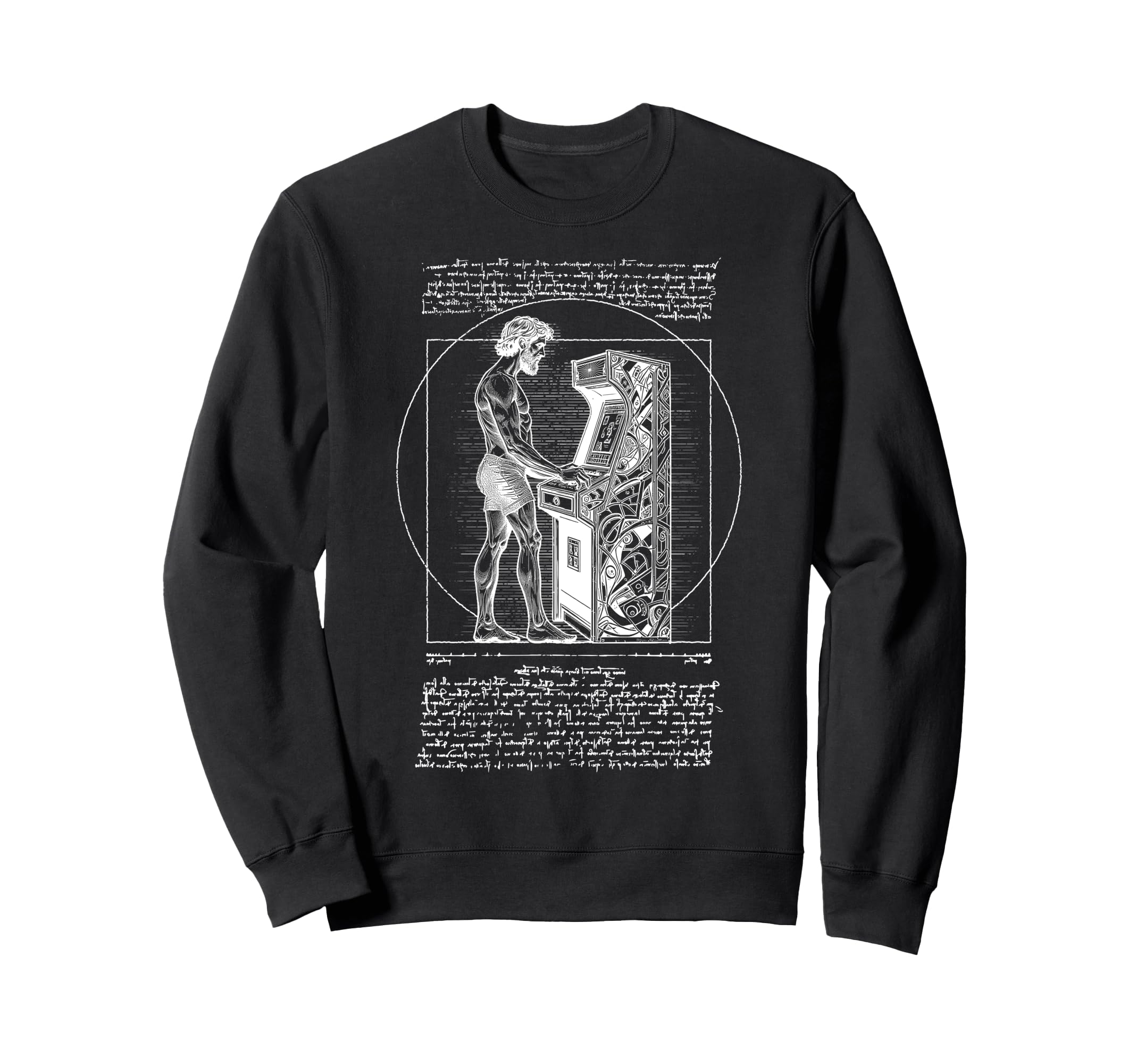 Arcade Gamer Vitruvian Leonardo Da Sweatshirt - Trendy Graphic Men Women - T-Shirt, Sweatshirt, Hoodie