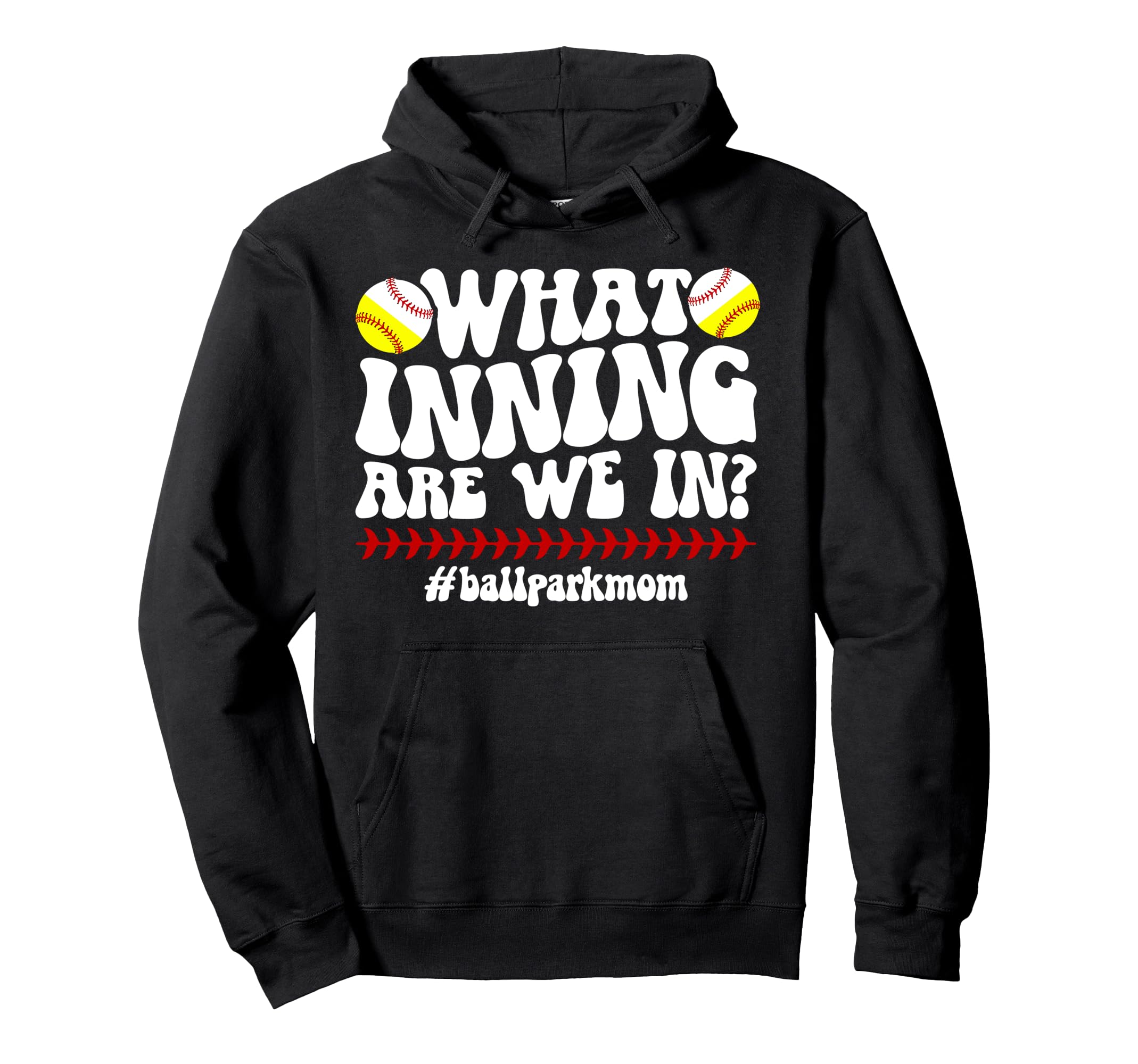 Ballpark Mom Groovy Softball Hoodie - Fun Novelty Design Men Women - T-Shirt, Sweatshirt, Hoodie