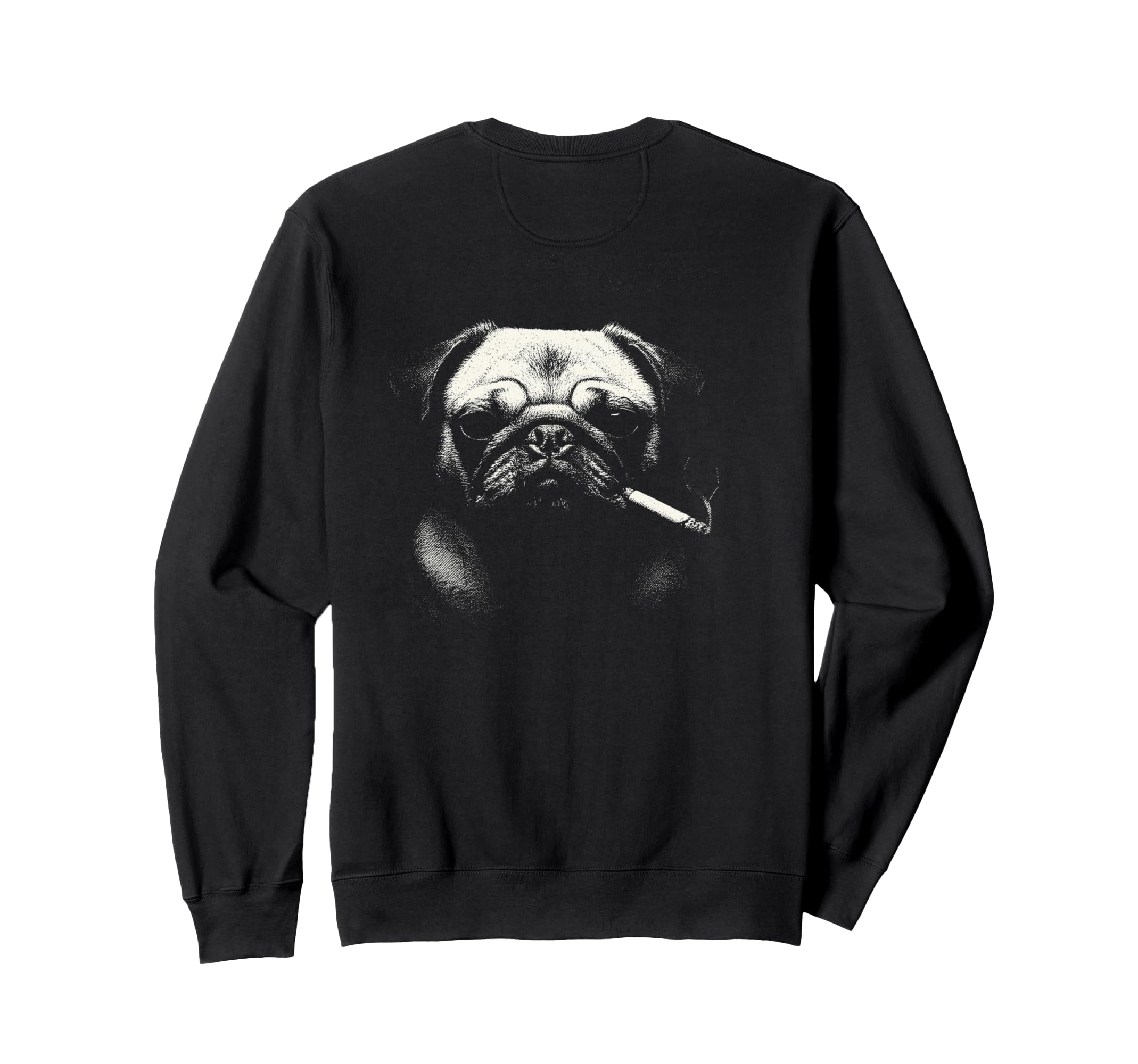 Pug Smoking Cigarette Y2K Grunge Sweatshirt - Novelty Apparel for Adults - T-Shirt, Sweatshirt, Hoodie
