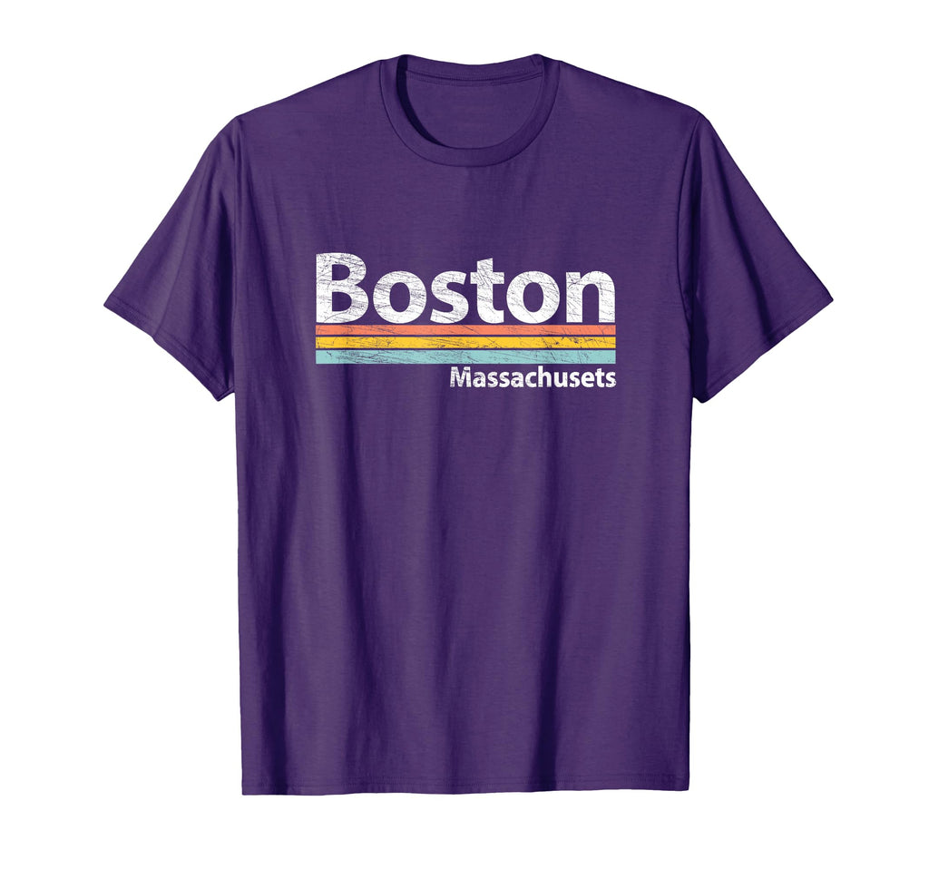 Boston Massachusetts Worn Stripes T-Shirt - Casual Everyday Wear Men Women - T-Shirt, Sweatshirt, Hoodie