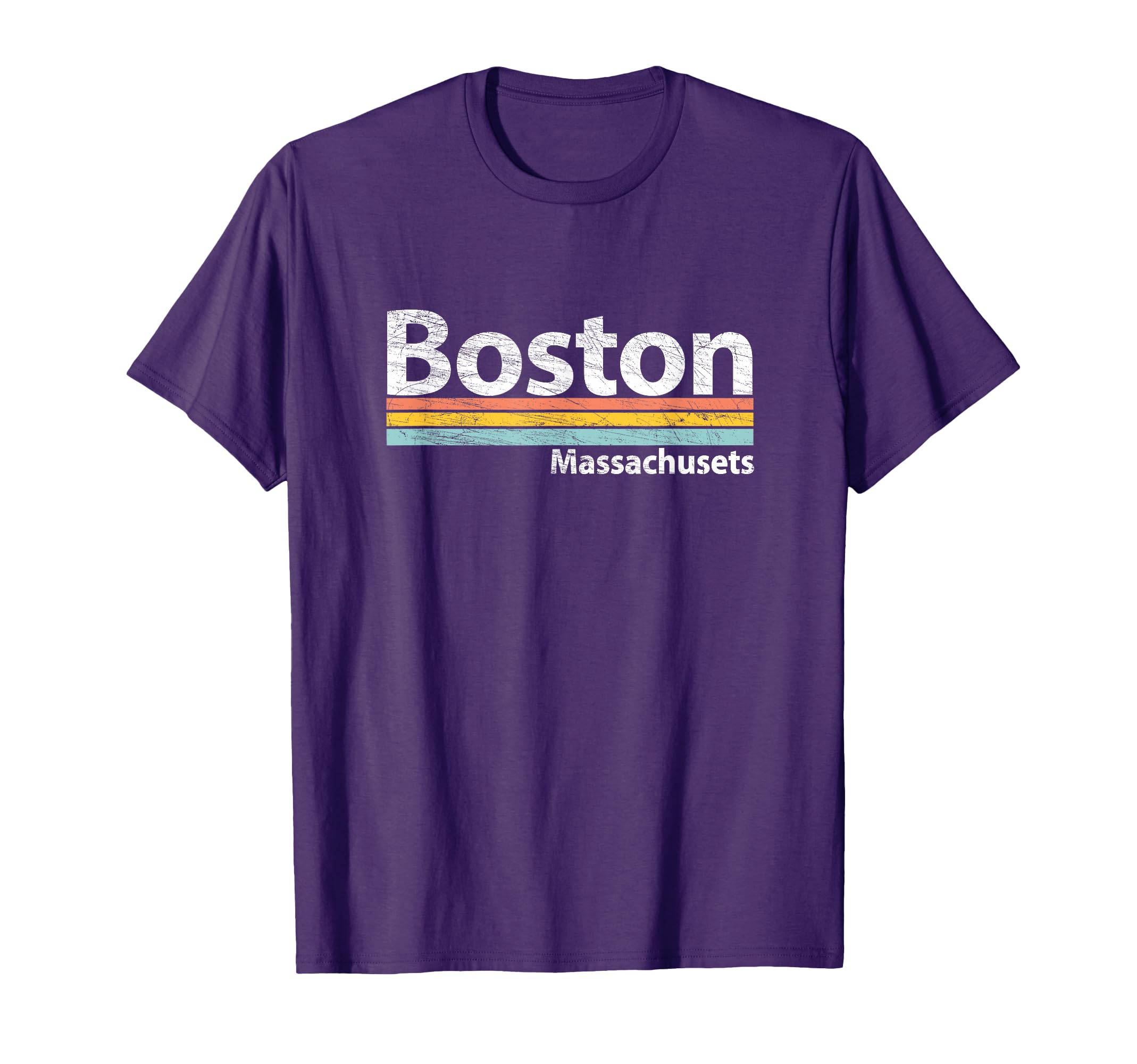 Boston Massachusetts Worn Stripes T-Shirt - Casual Everyday Wear Men Women - T-Shirt, Sweatshirt, Hoodie