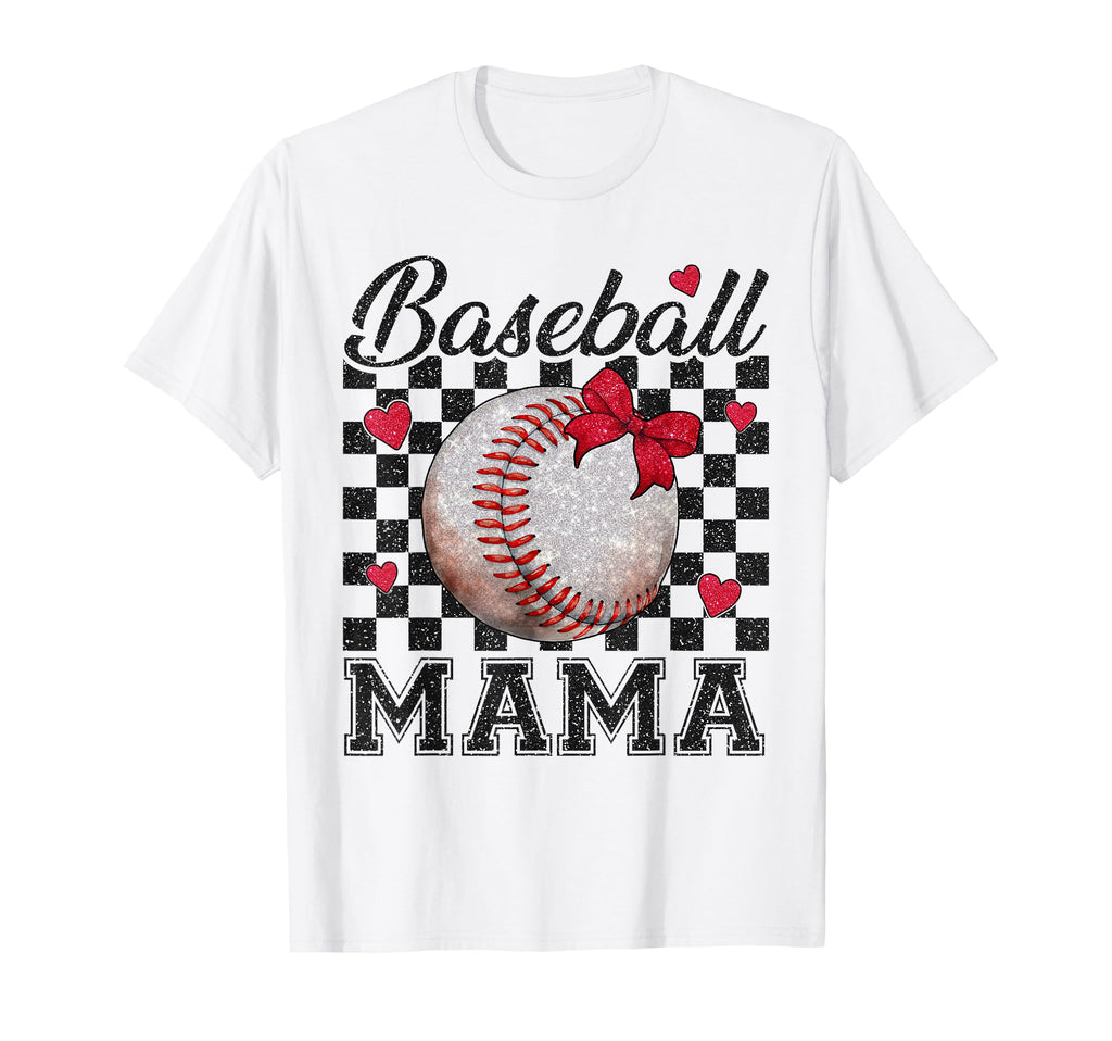 Baseball Mama Bow Softball Mom Baseball T-Shirt - Custom Art Print Unisex - T-Shirt, Sweatshirt, Hoodie