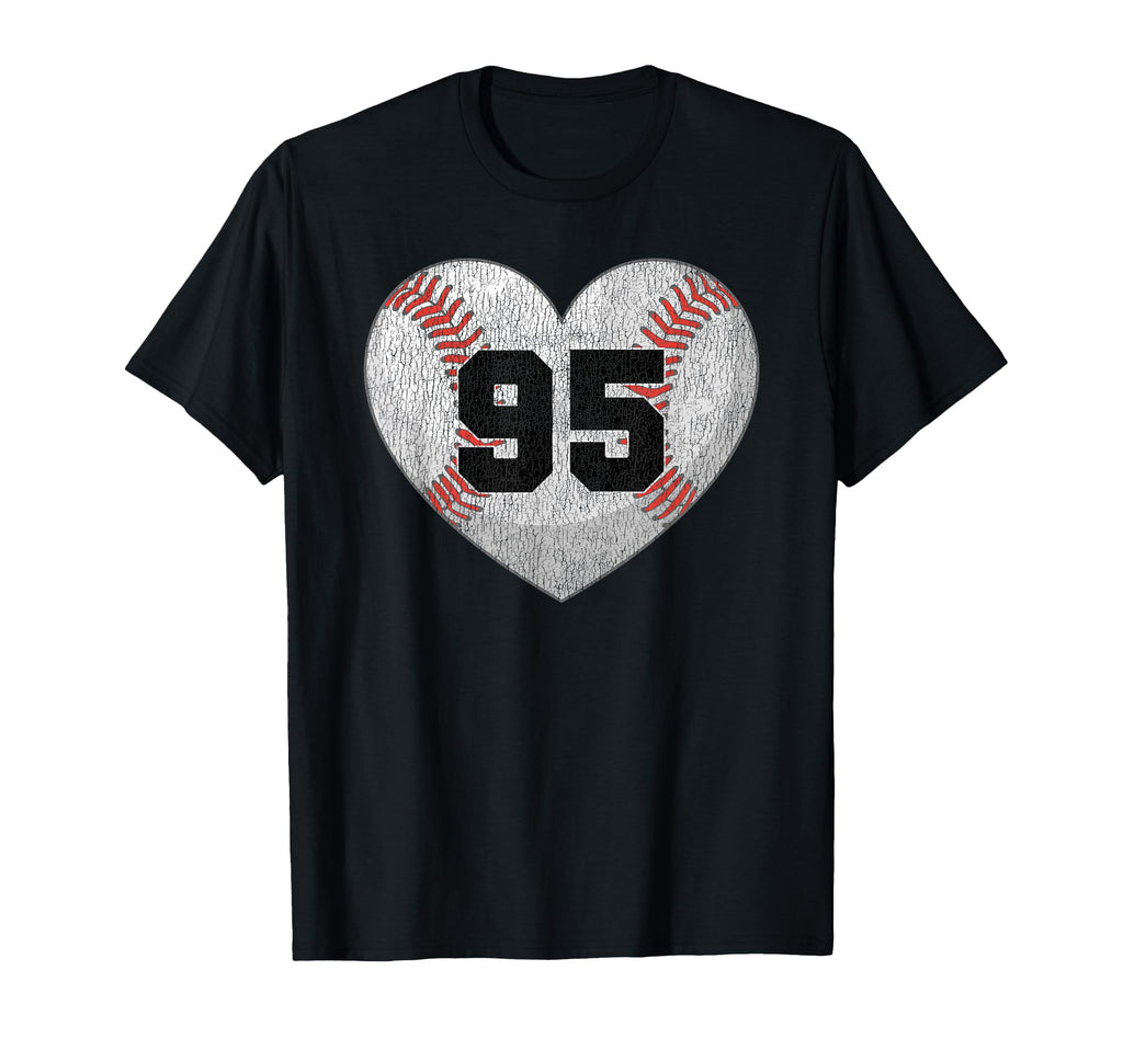 Baseball Number 95 Distressed Heart T-Shirt - Streetwear Style for Adults - T-Shirt, Sweatshirt, Hoodie