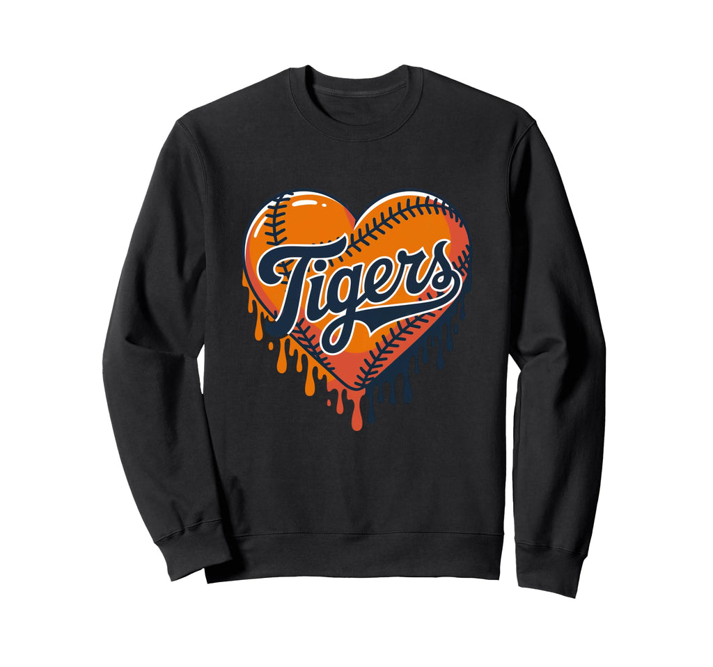 Tigers Baseball Heart Fan Games Sweatshirt - Trendy Graphic Men Women - T-Shirt, Sweatshirt, Hoodie